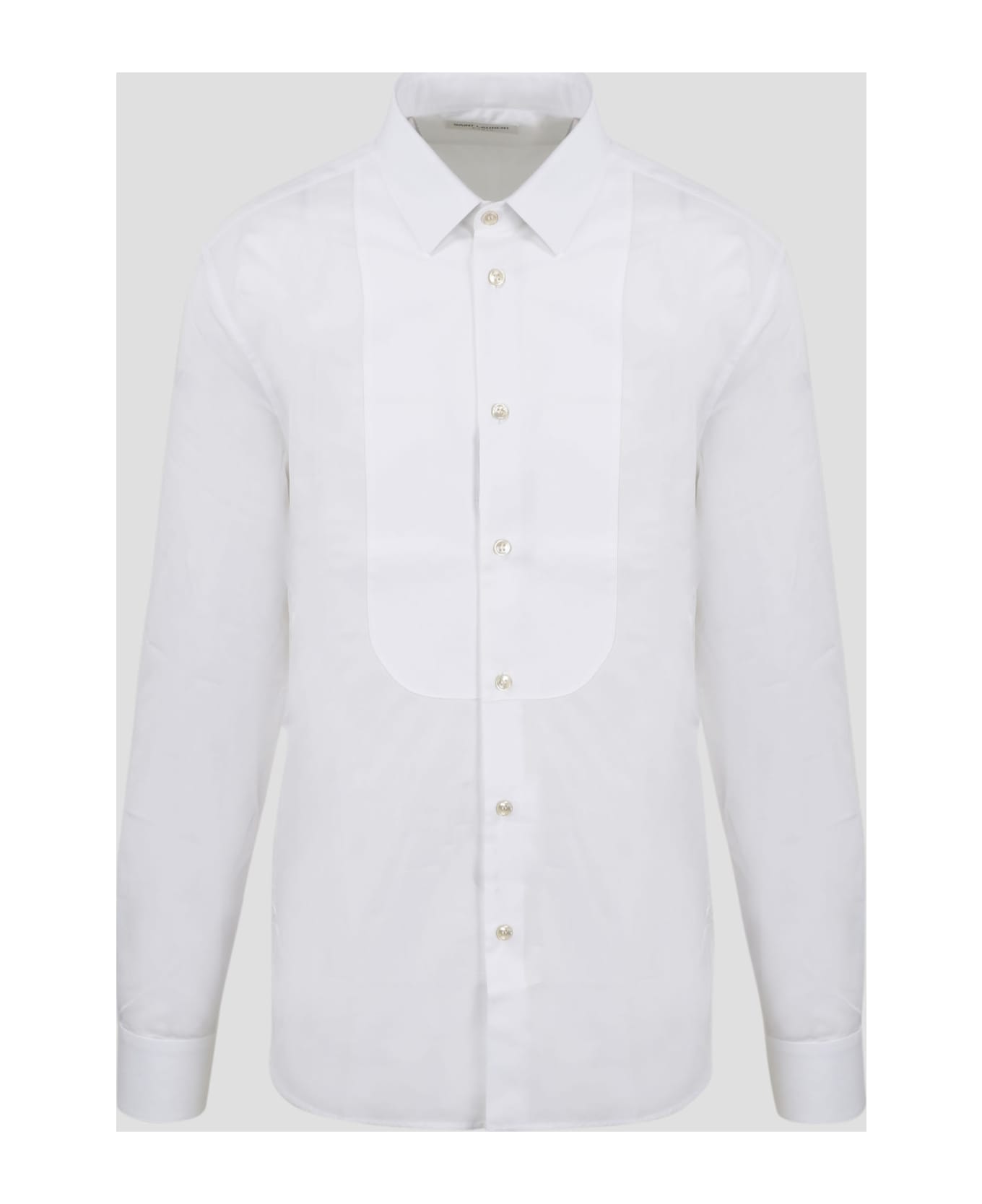 Saint Laurent Pique Plastron Yves Collar Shirt - White