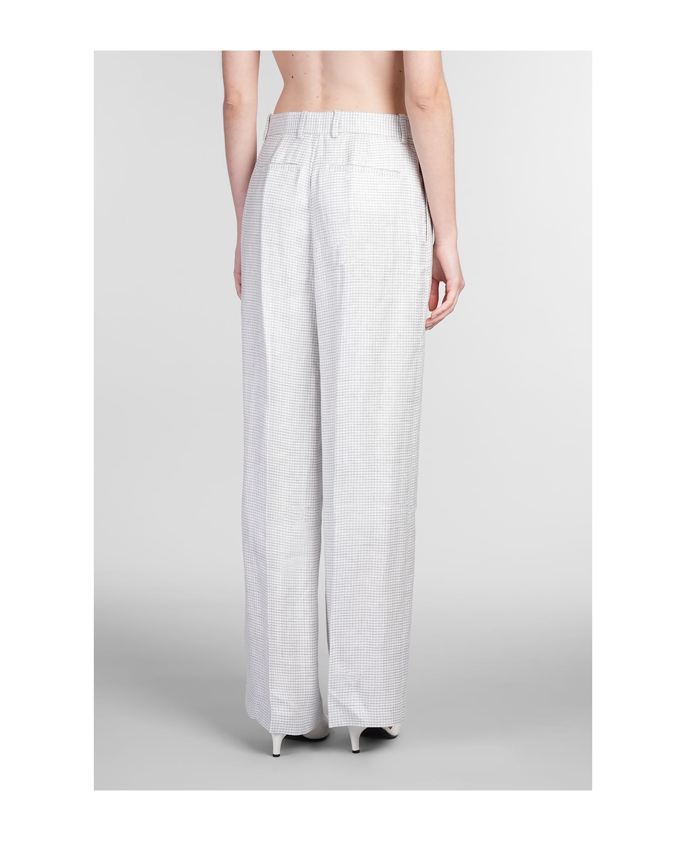 Theory Pants In Grey Linen - grey