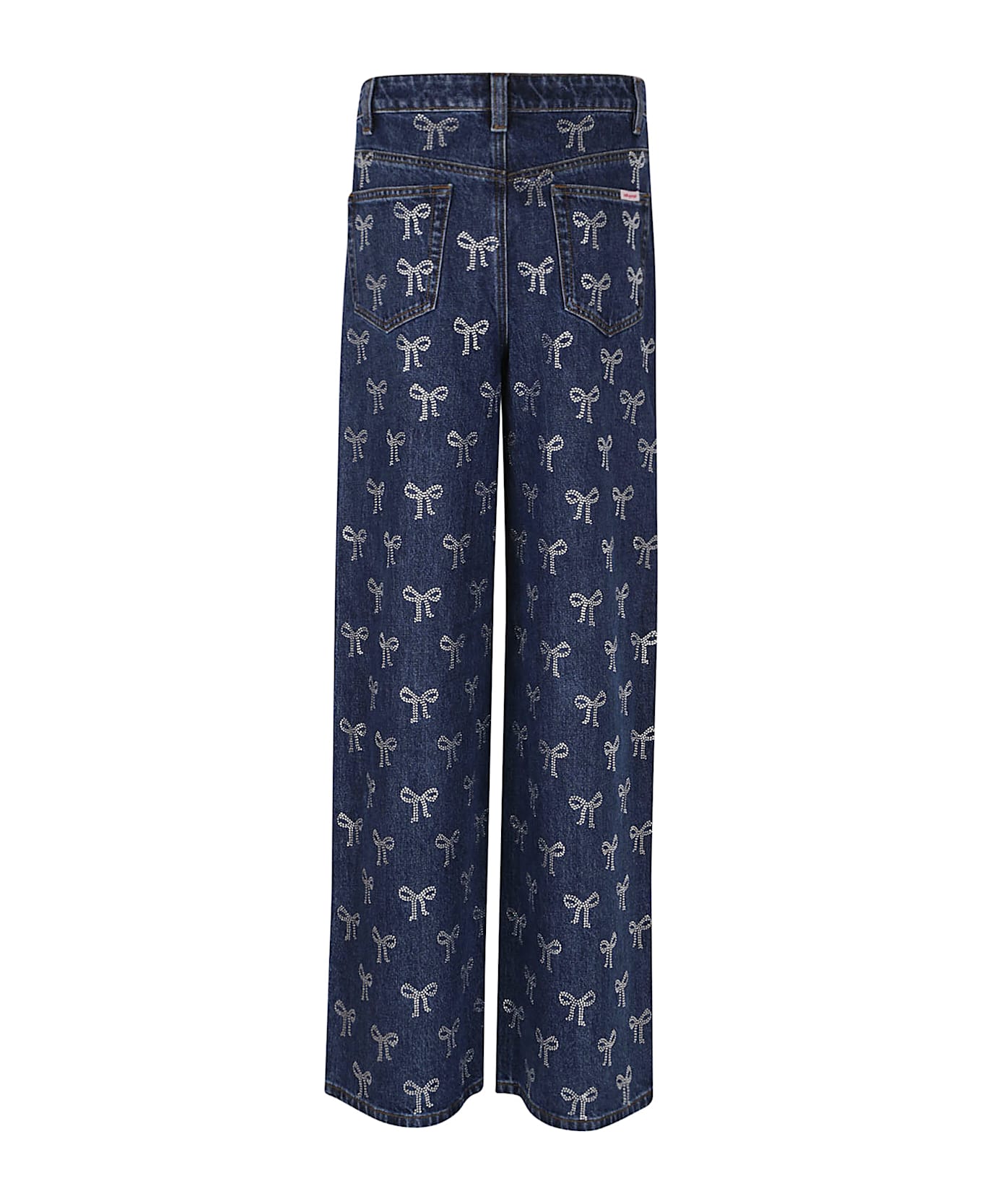 self-portrait Rhinestone Bow Denim Jeans - Blue