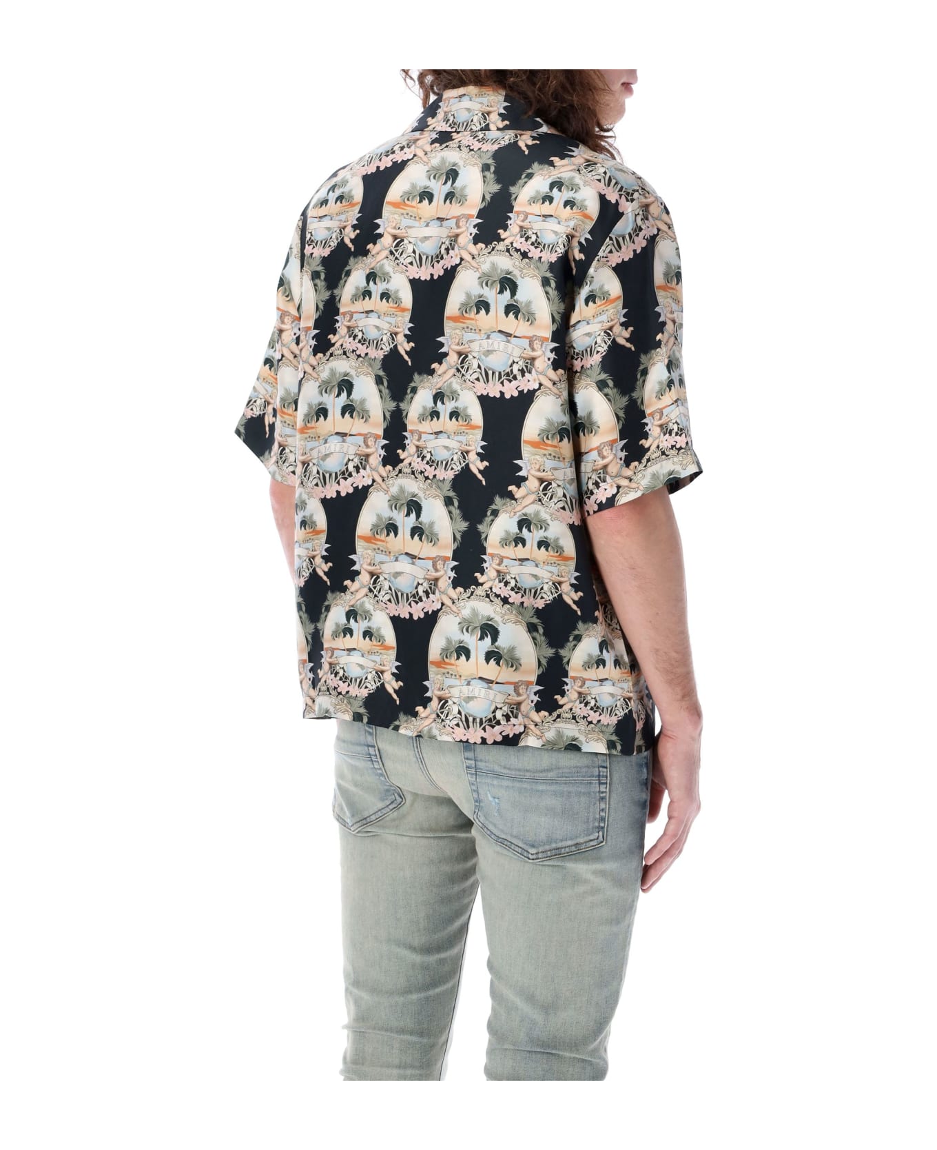 AMIRI All Over Palm Bowling Shirt - BLACK MULTICOLOR シャツ