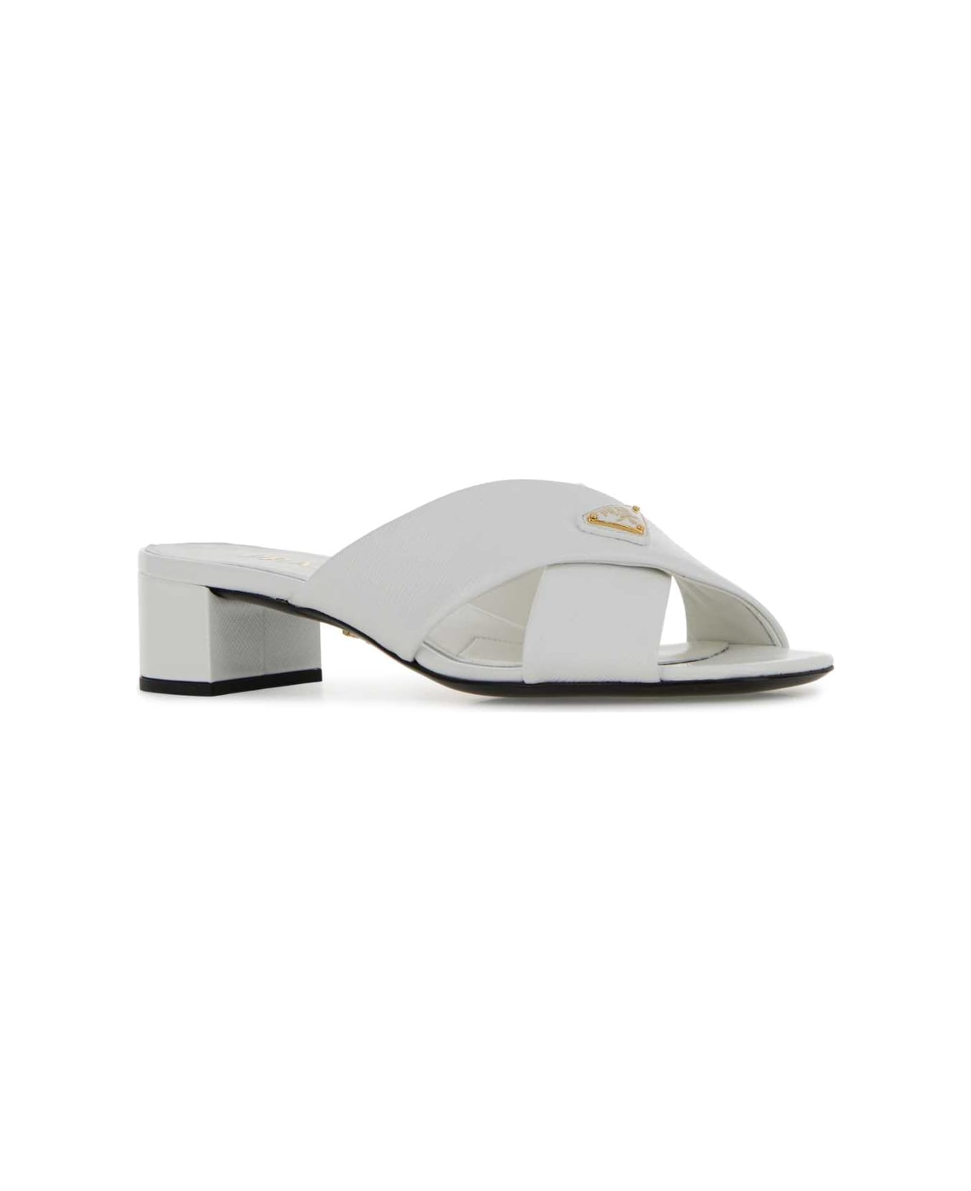 Prada White Leather Mules - BIANCO