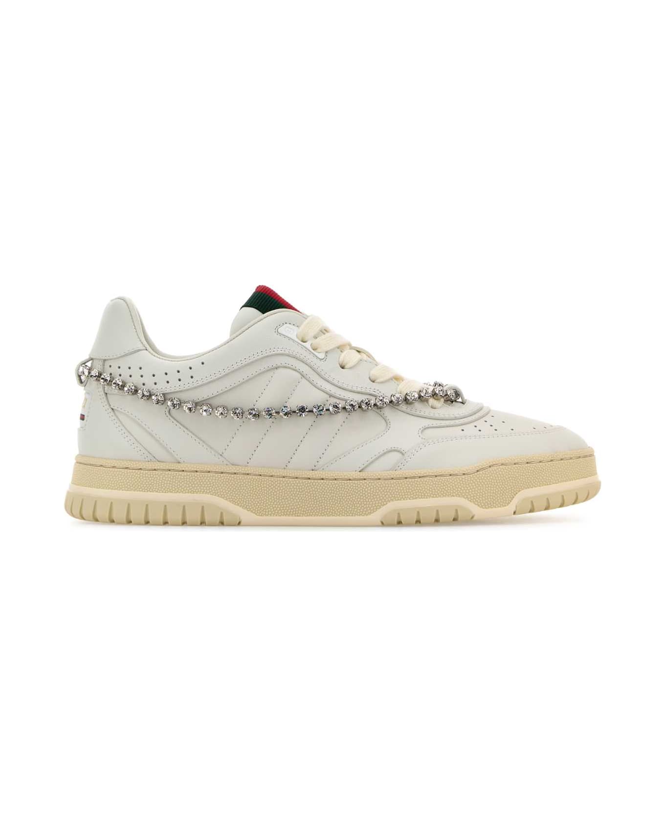 Gucci White Leather Re-web Sneakers - GREATWHITEGWGW