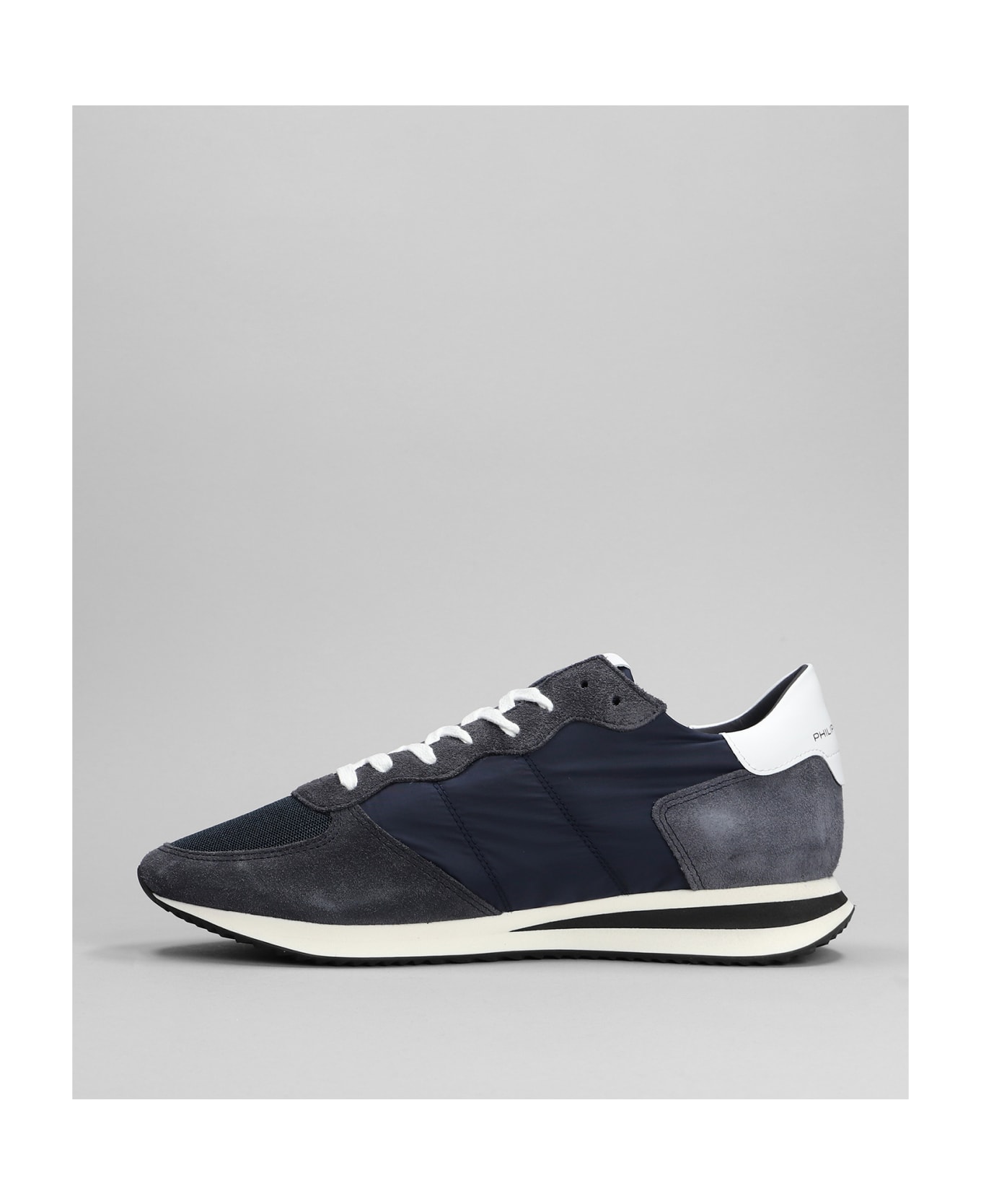 Philippe Model Trpx Low Sneakers In Blue Suede And Fabric - blue
