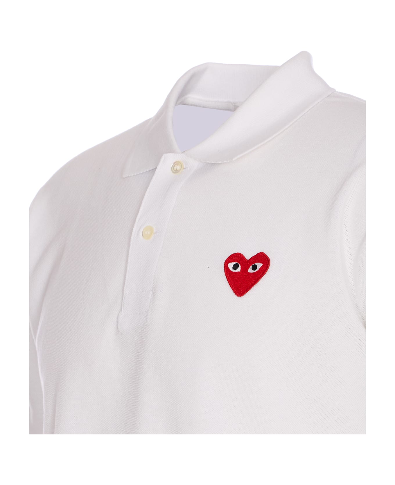 Comme des Garçons Play Heart Logo Polo - White