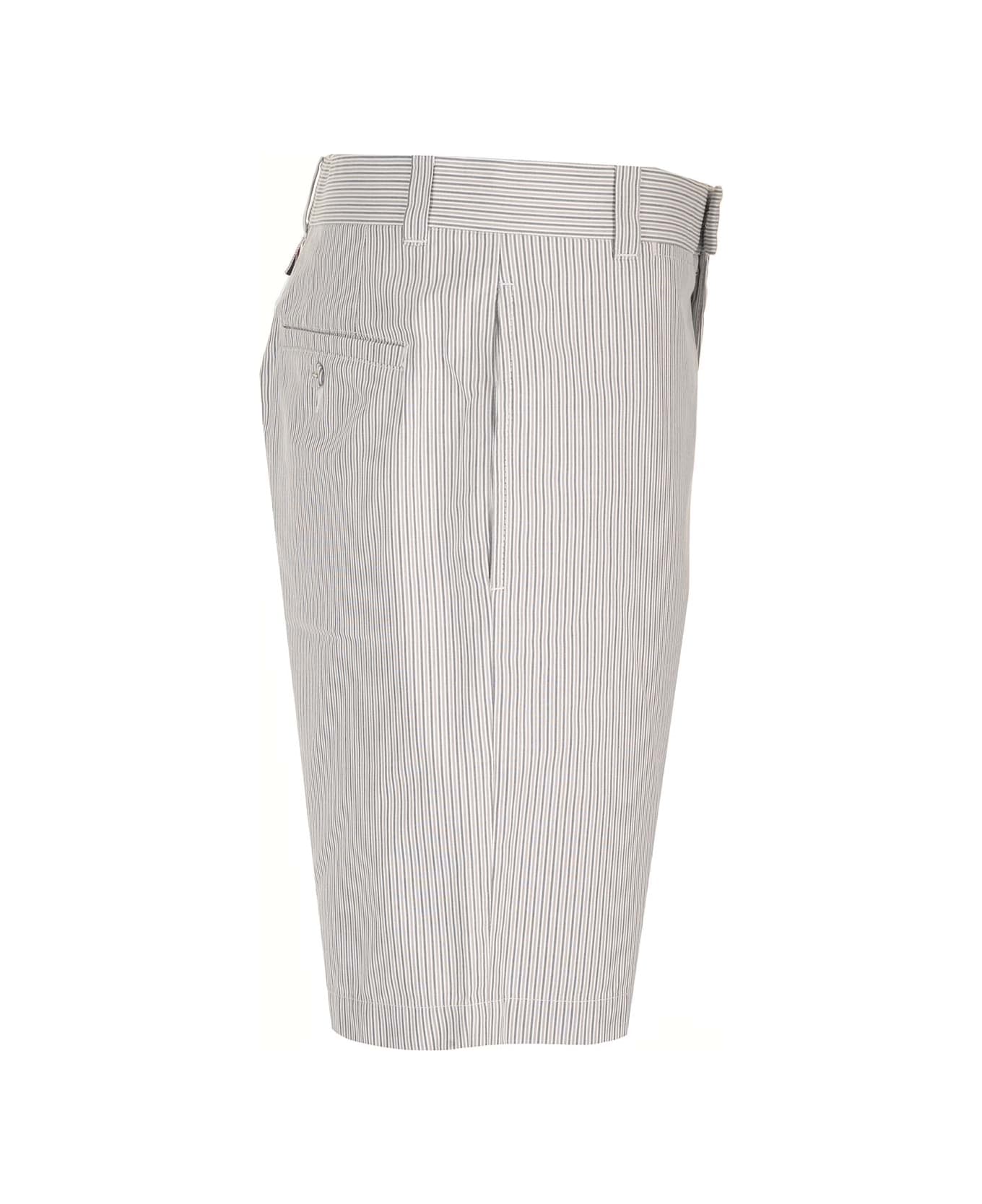 Thom Browne Striped Cotton Bermuda Shorts - Med Grey ショートパンツ