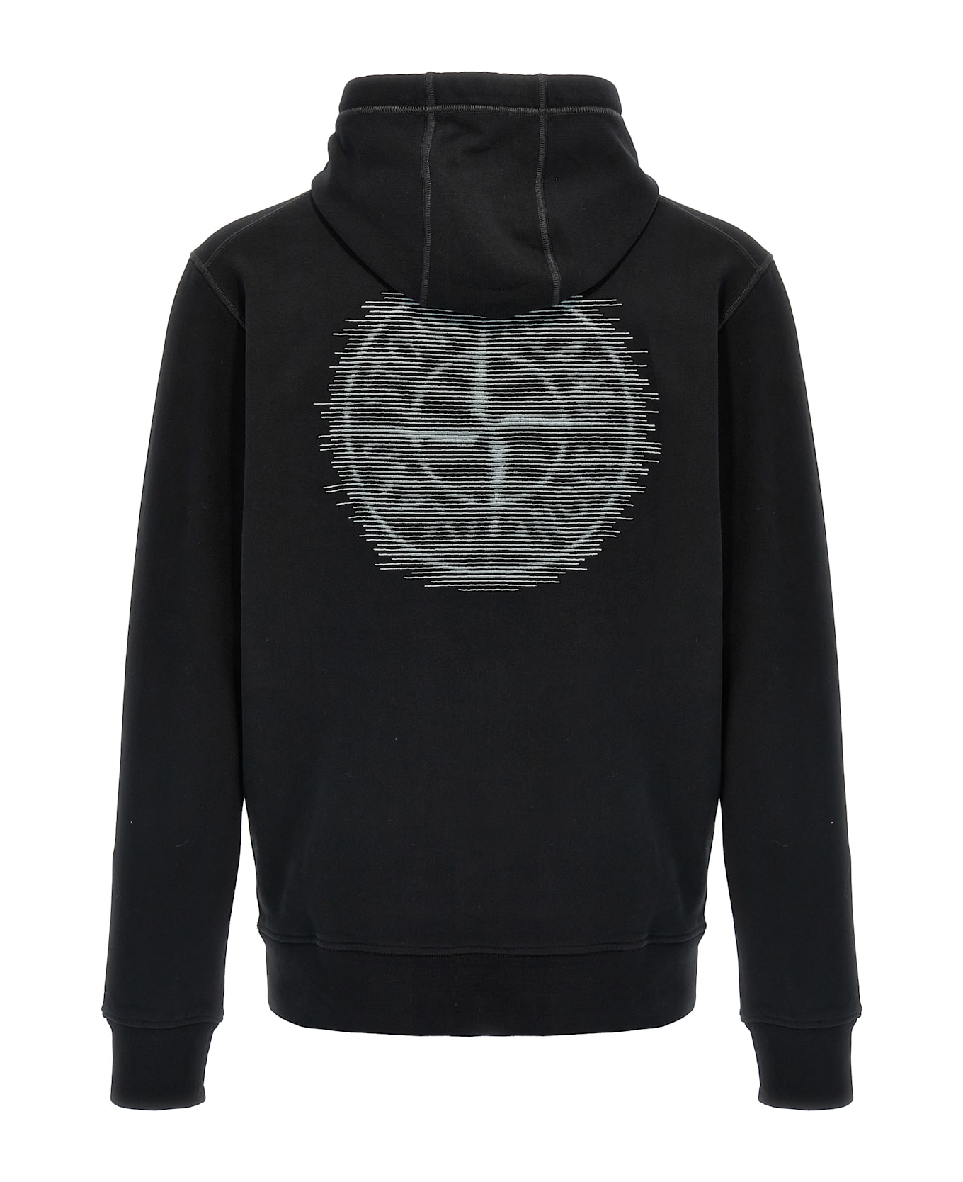 Stone Island Logo Embroidery Hoodie - Black  