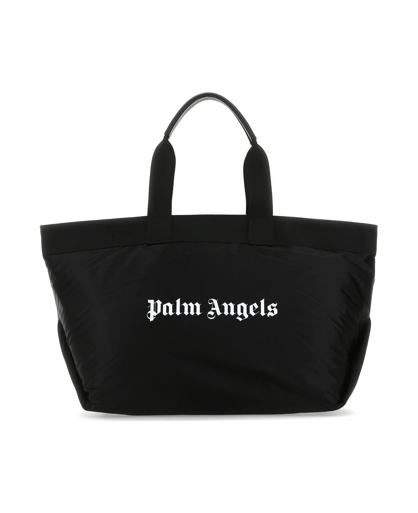 Palm Angels Black Fabric Shopping Bag - Nero/bianco トートバッグ