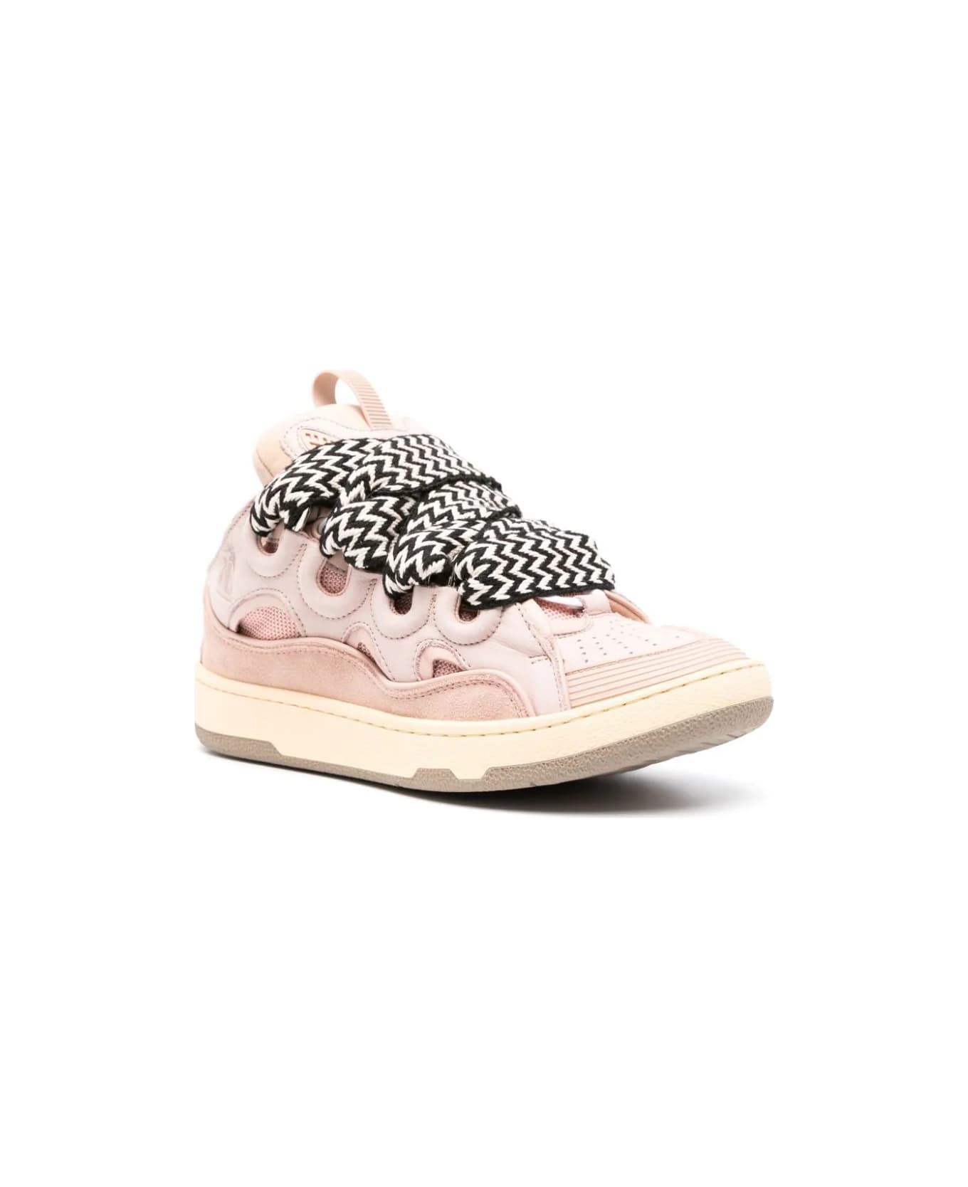 Lanvin Curb Sneakers In Pink Leather - Pink