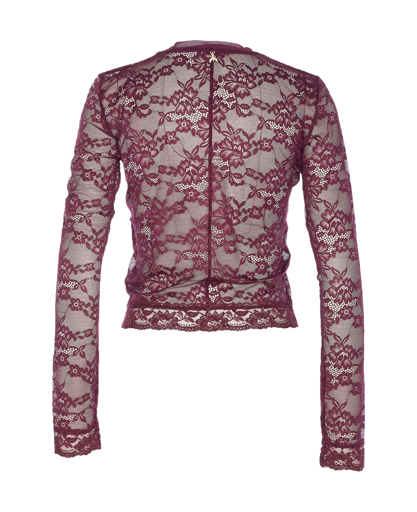 Patrizia Pepe Lace Long Sleeves T-shirt - Bordeaux