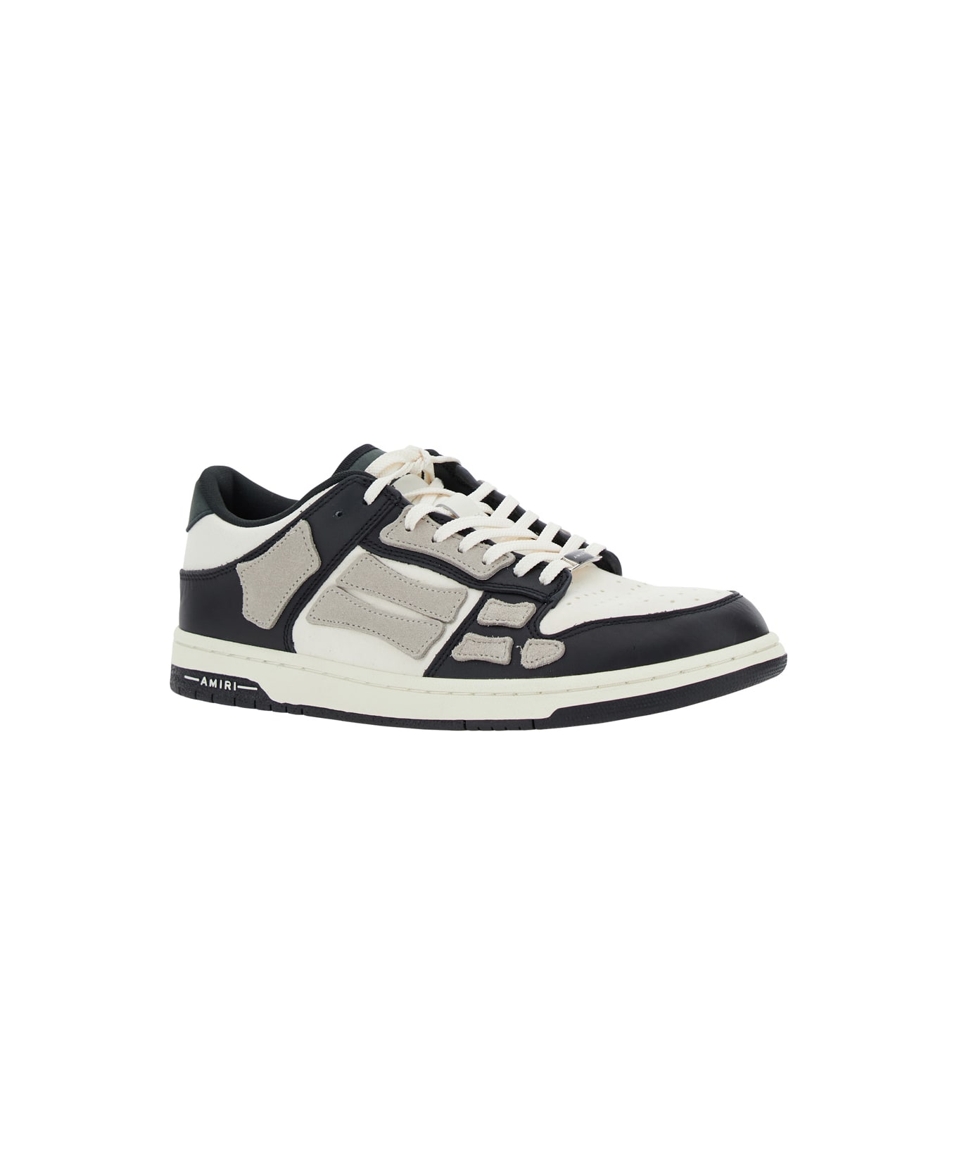AMIRI Black And White Low Top Sneakers With Panels In Leather Man - White