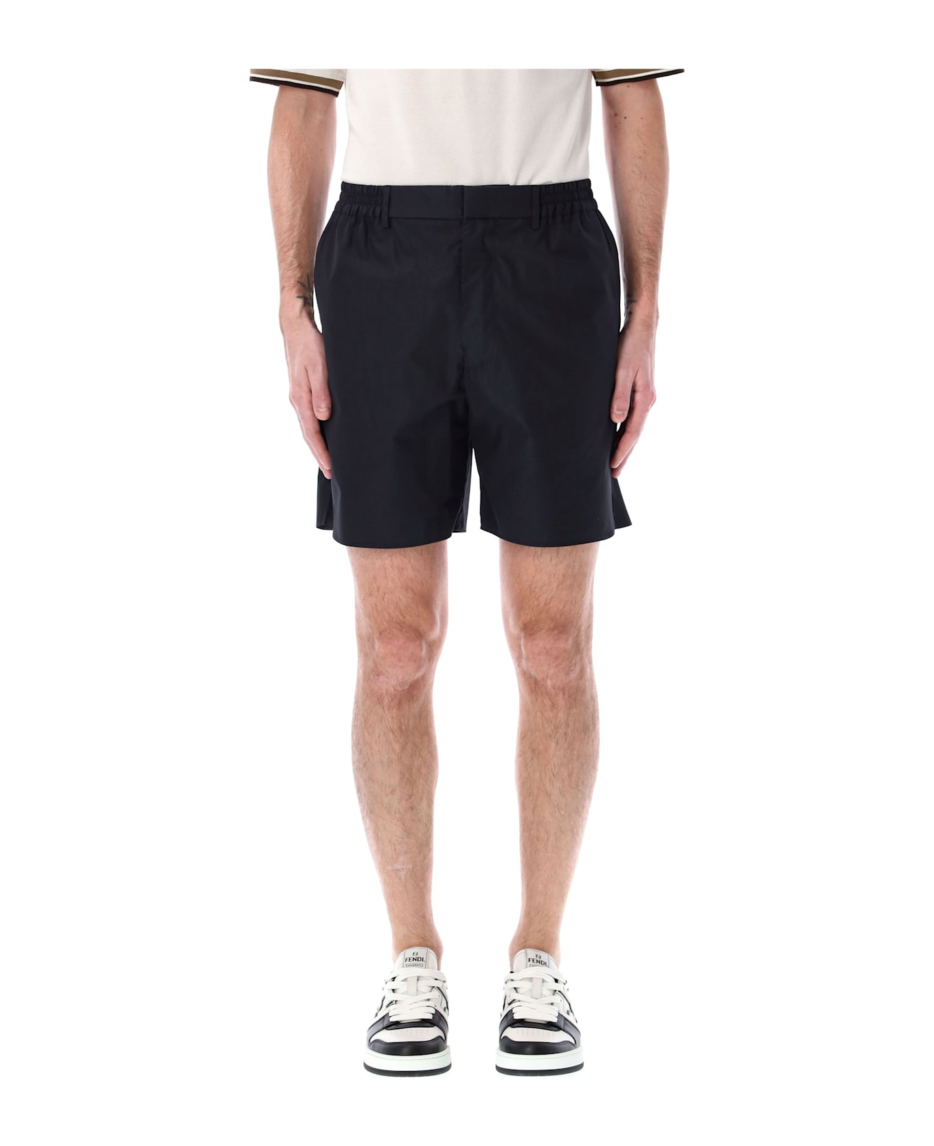 Fendi Black Poplin Bermuda Shorts - NERO