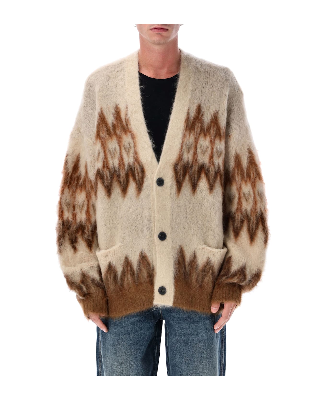 Isabel Marant Marant Nielson Mohair Blend Cardigan With Fair Isle Motif - BROWN