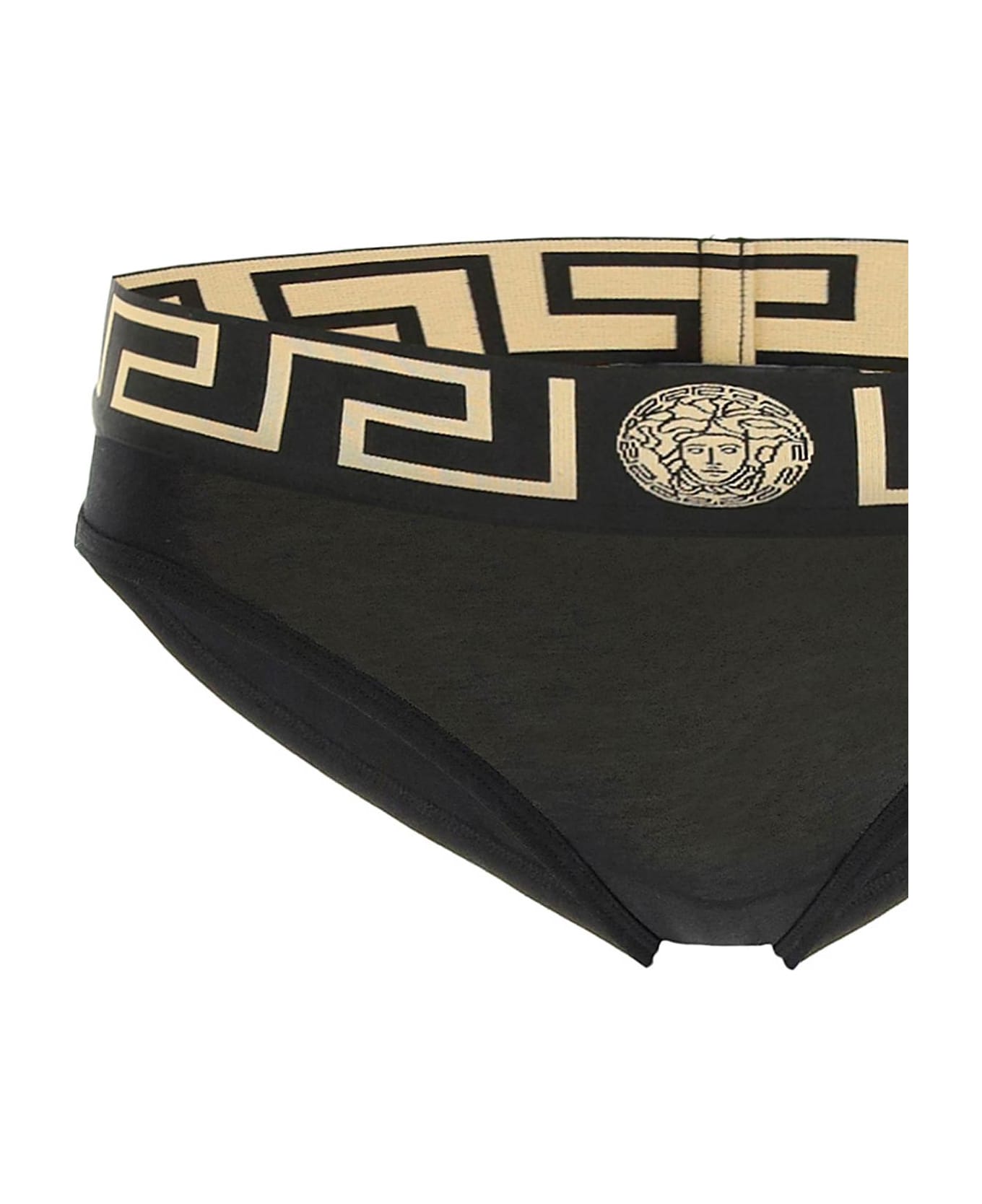 Versace La Greca Logo Slip - Black