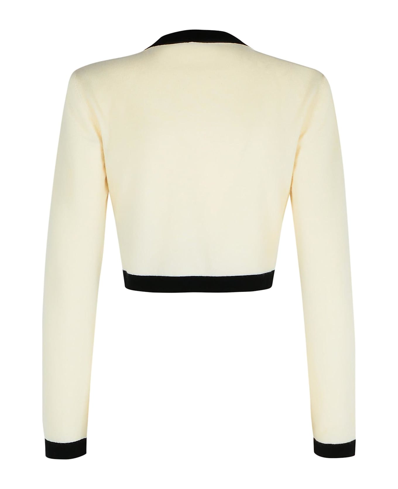 Balmain 
crop
 Cream Wool Blend Cardigan - Cream