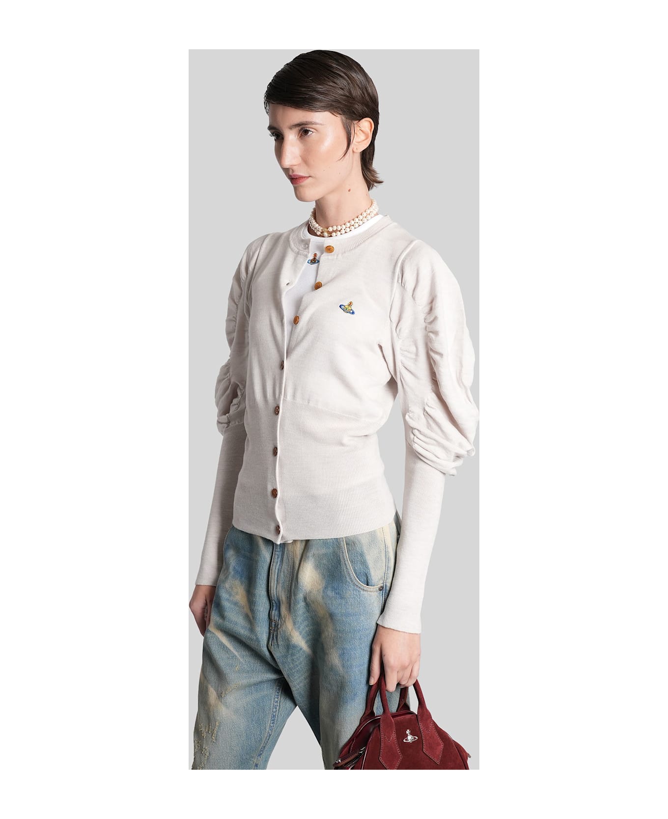 Vivienne Westwood Eli Cardigan In Grey Wool - grey