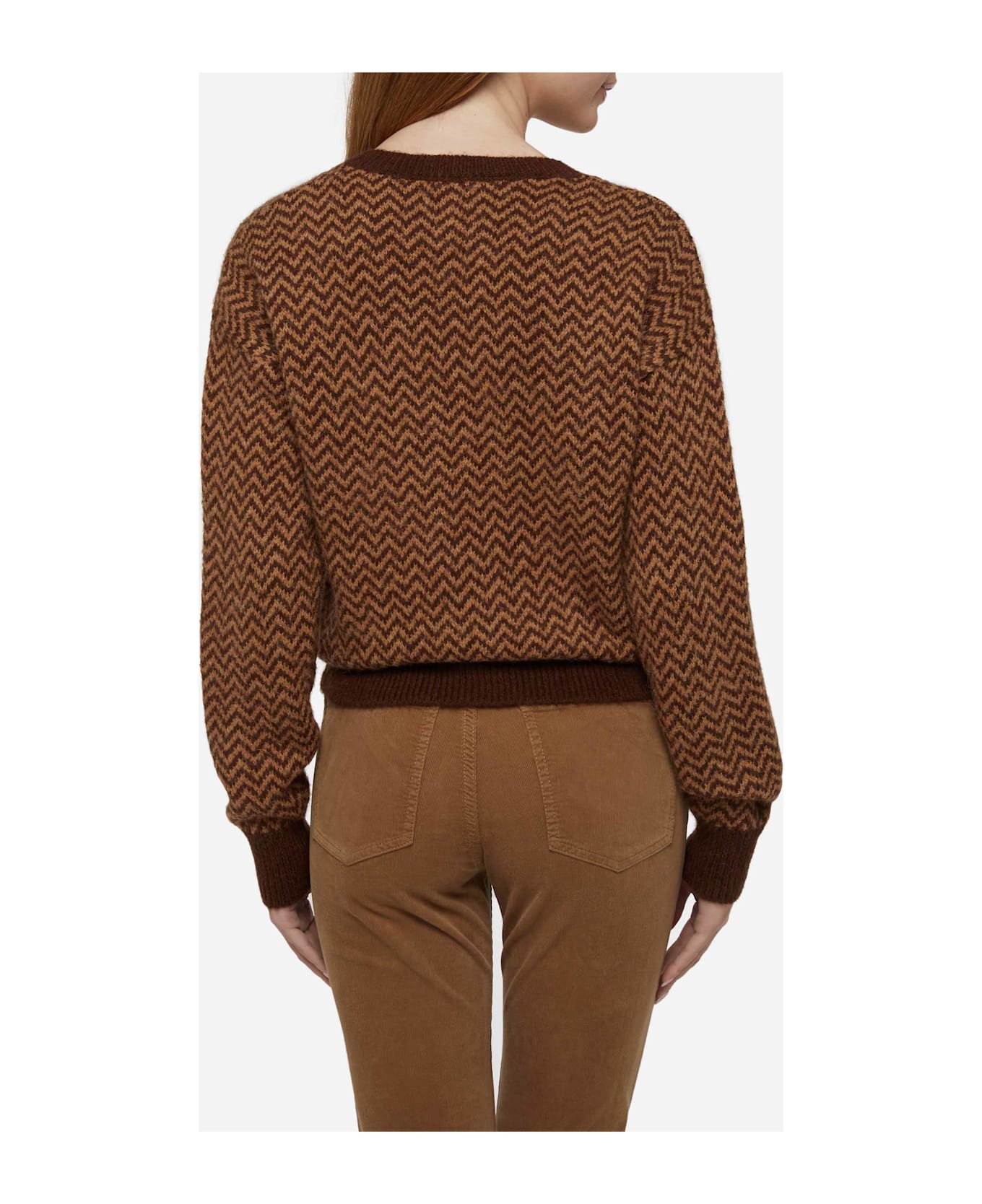 MC2 Saint Barth Woman Cropped Sweater With Argyle Pattern - BROWN