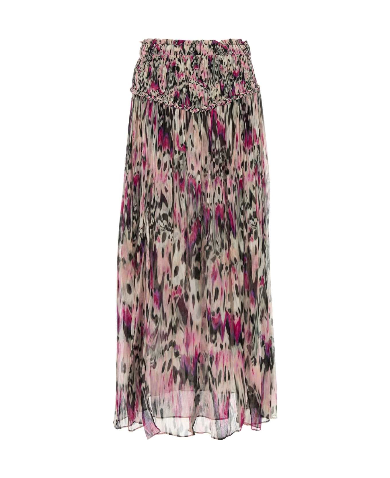 Isabel Marant Printed Silk Rolande Skirt - Pink