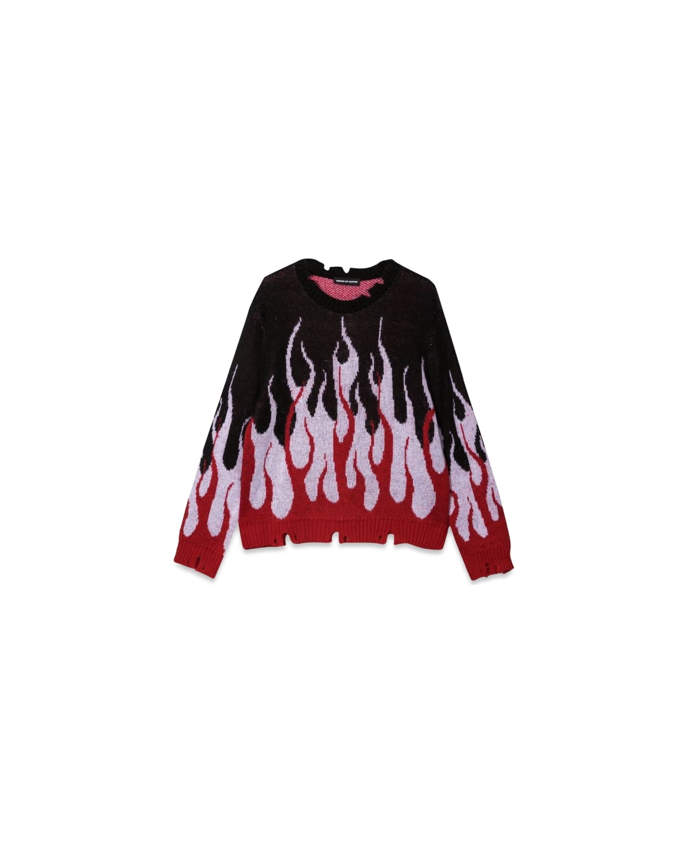 Vision of Super Black Sweater With Double Flames - BLACK