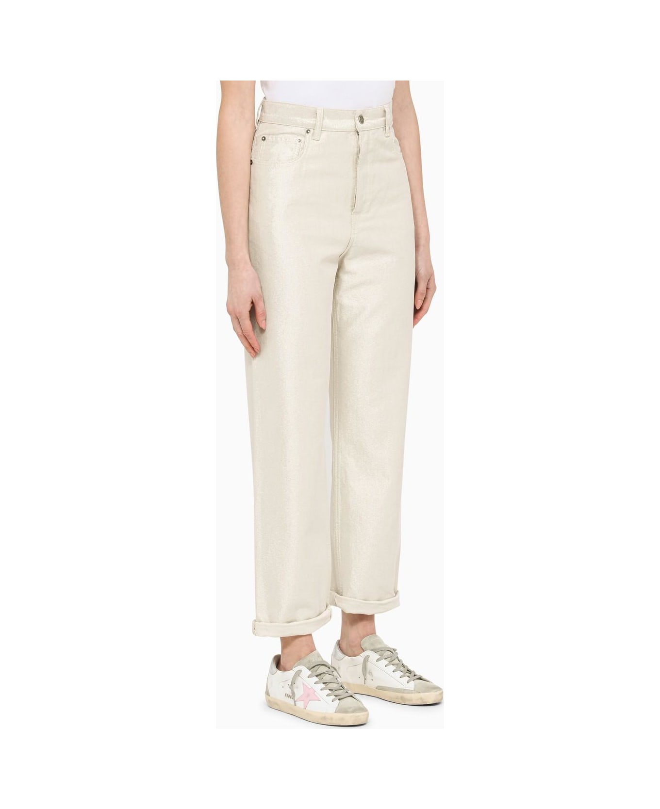 Golden Goose Ivory Coated Jeans - 10190 ボトムス