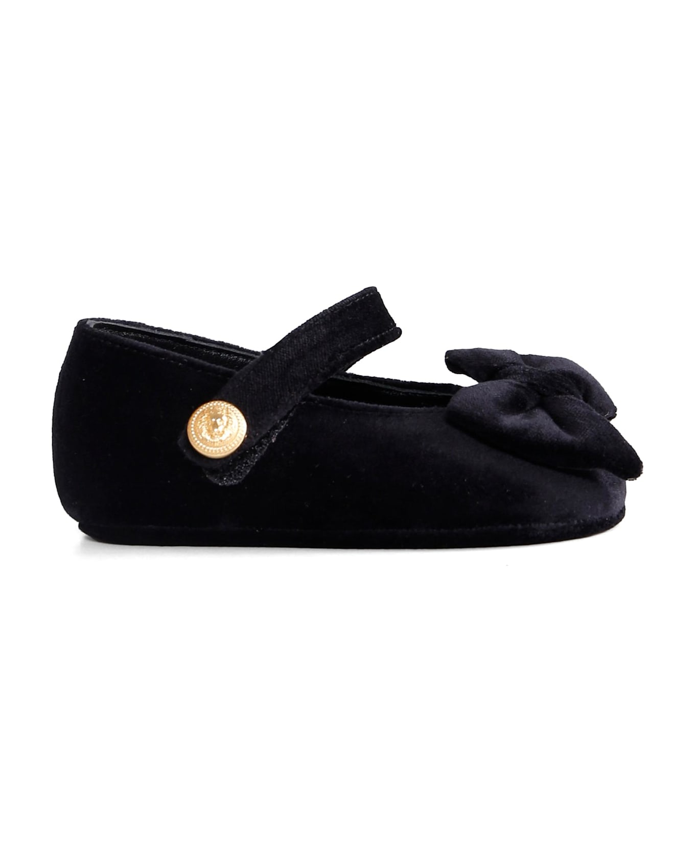 Balmain Black Ballet Flats For Baby Girl With Bow - Black