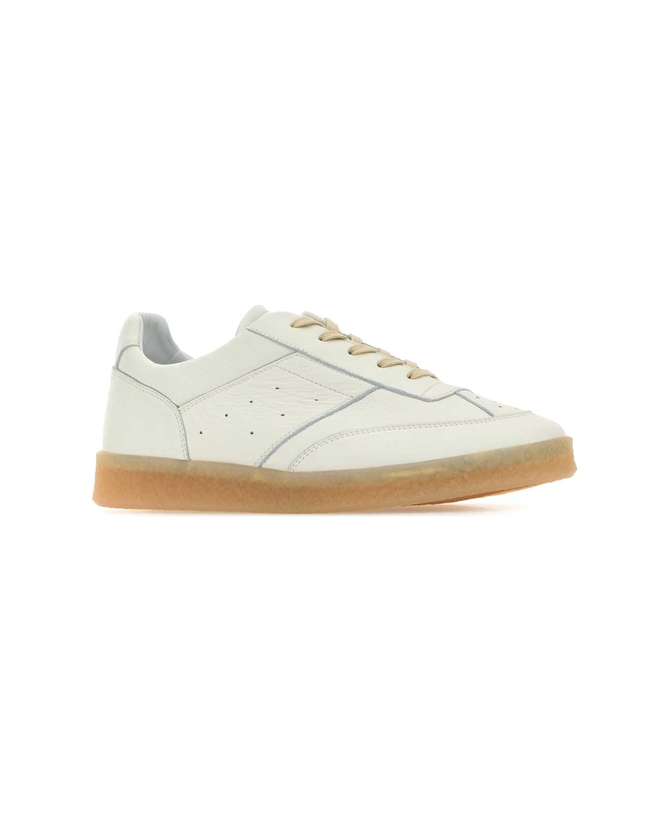 MM6 Maison Margiela White Leather Sneakers - WHITE