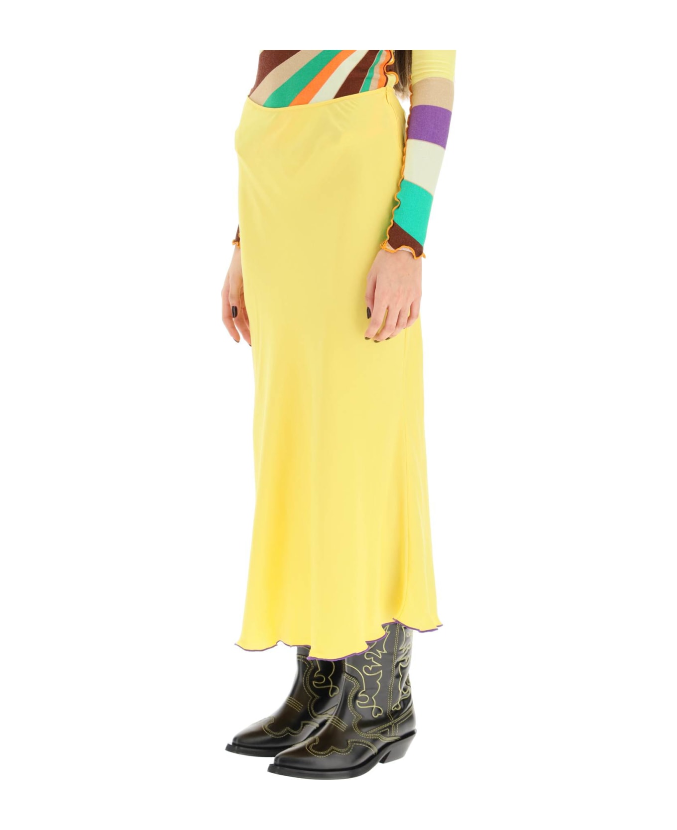 SIEDRES 'prim' Satin Midi Skirt - YELLOW (Yellow)