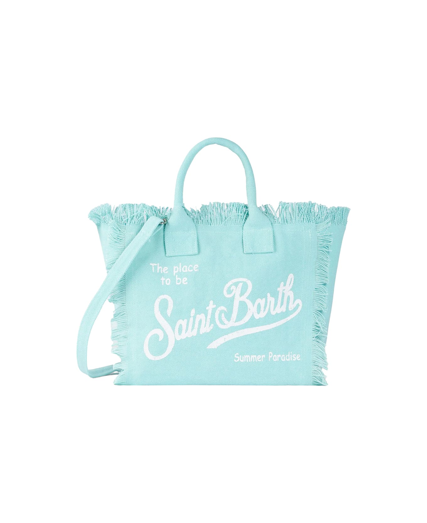 MC2 Saint Barth 
colette
 Light Blue Handbag With Adjustable And Removable Shoulder Strap And Logo Lettering On The Front In Linen Girl - Light blue