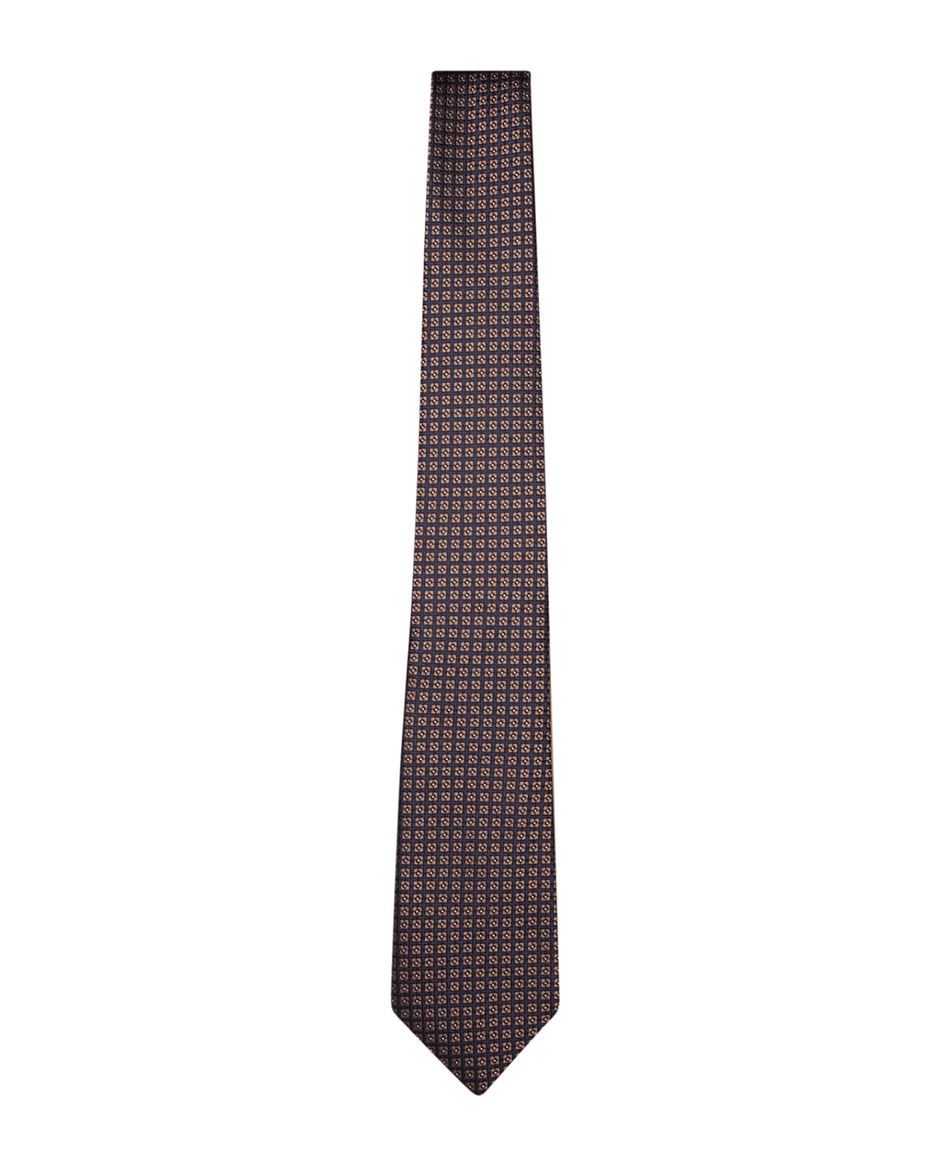 Canali Micro Check Brown Tie - Brown