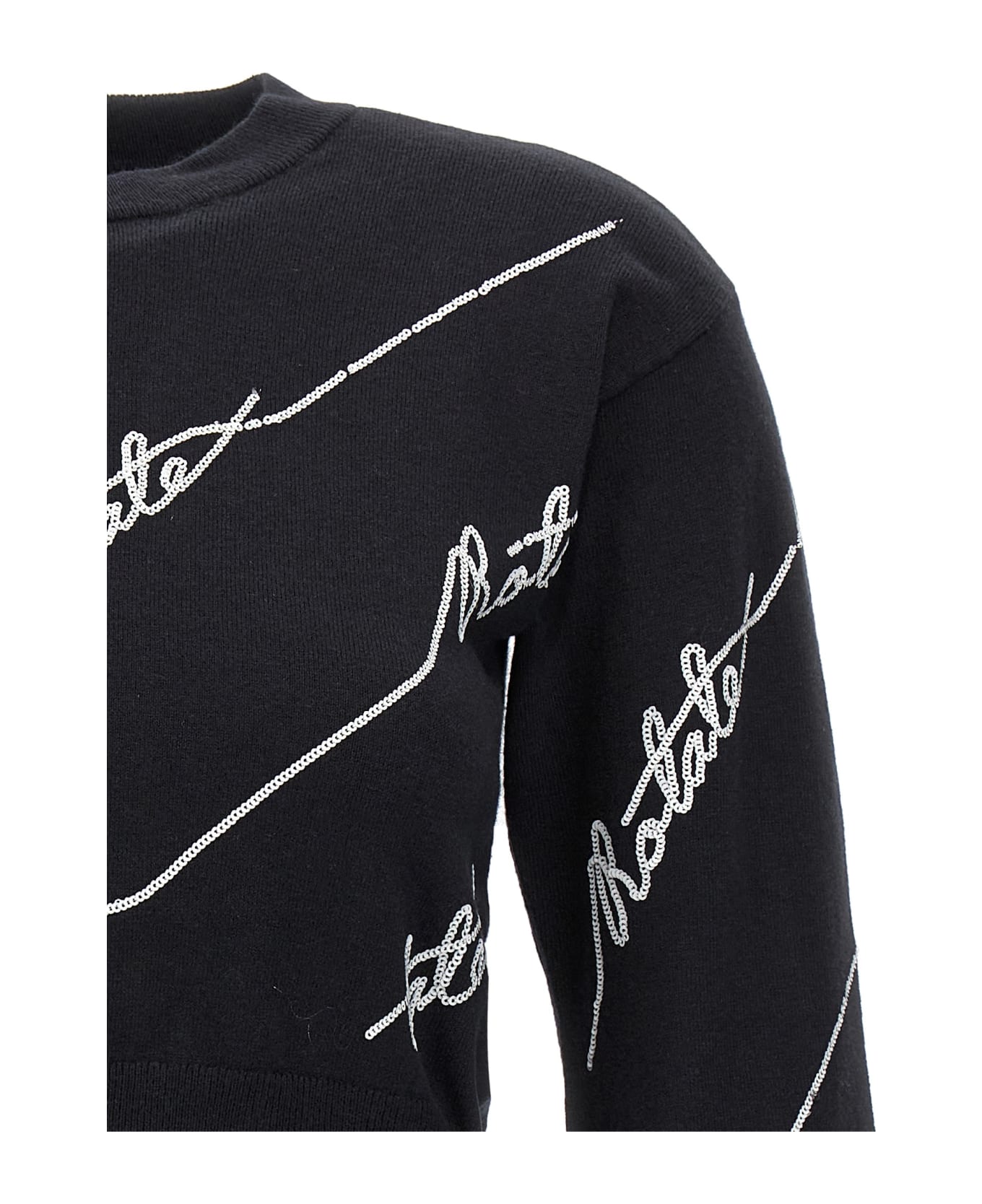Rotate by Birger Christensen 'sequin Logo' Sweater - White/Black ニットウェア