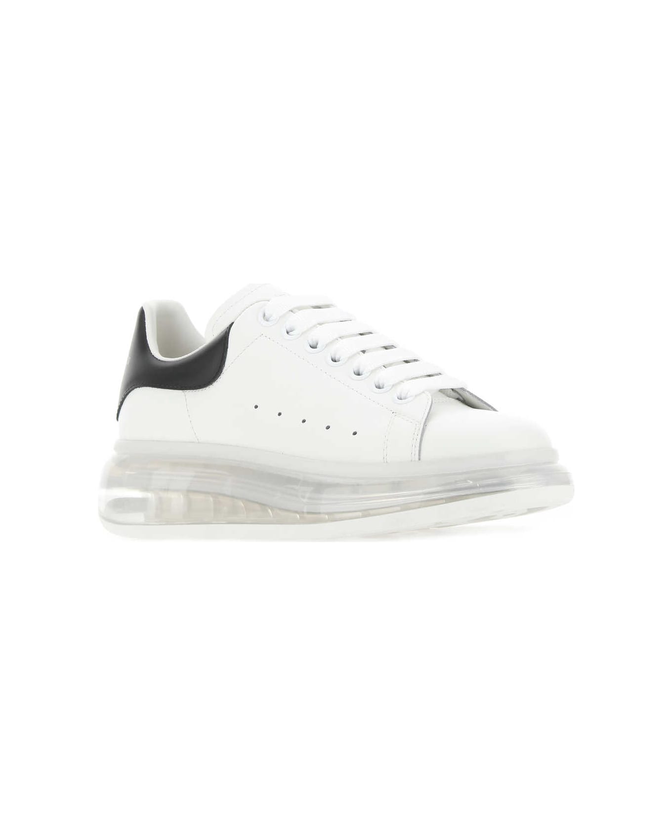 Alexander McQueen White Leather Sneakers With Black Heel - 9061