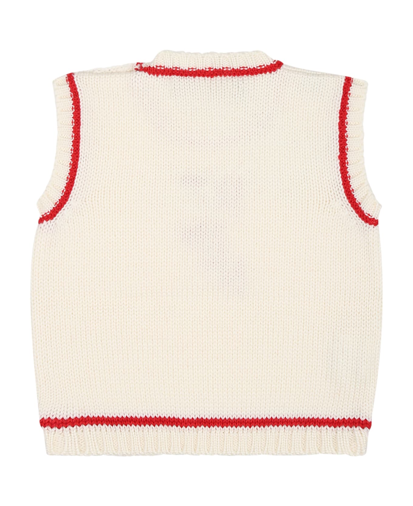 La stupenderia White Vest Sweater For Baby Boy With Writing - White ニットウェア＆スウェットシャツ