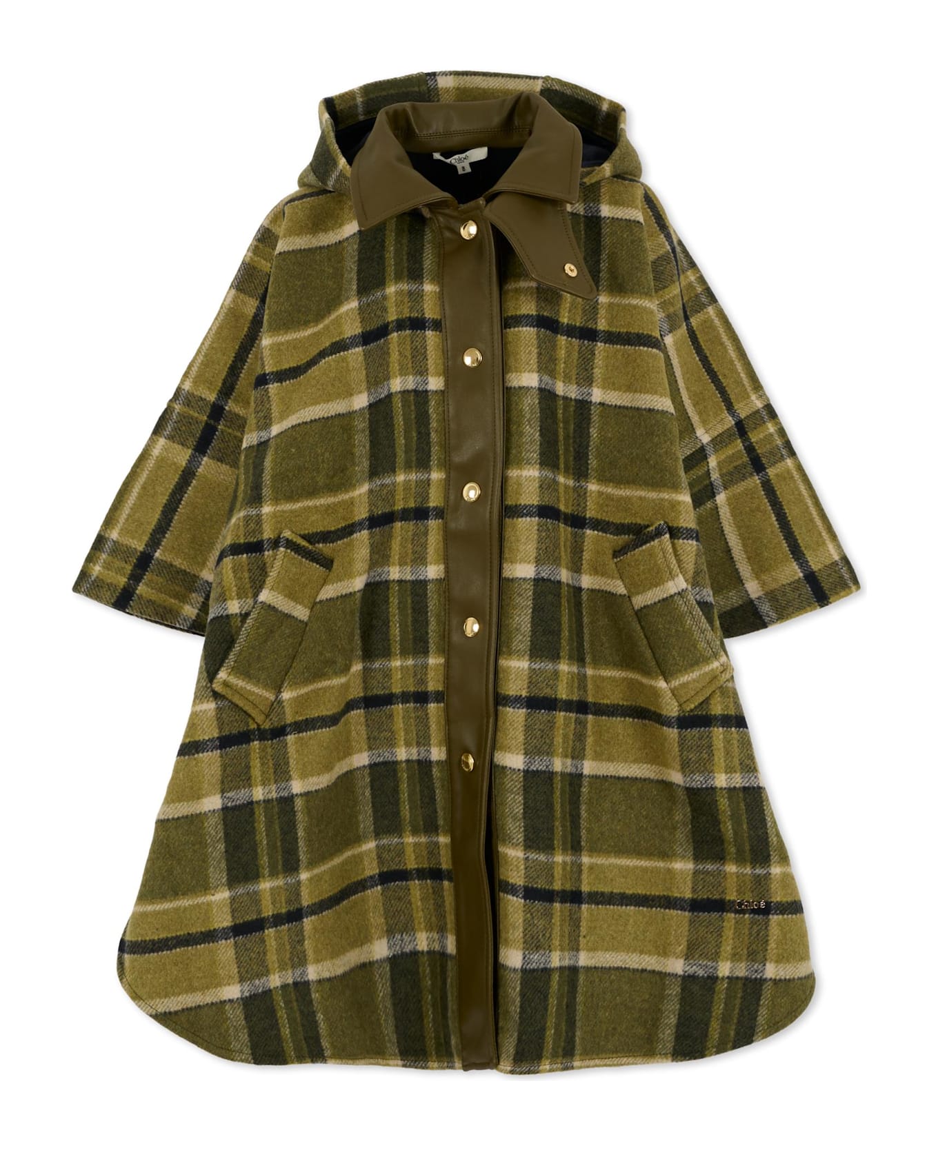 Chloé Green Cape For Girl With Logo - Green