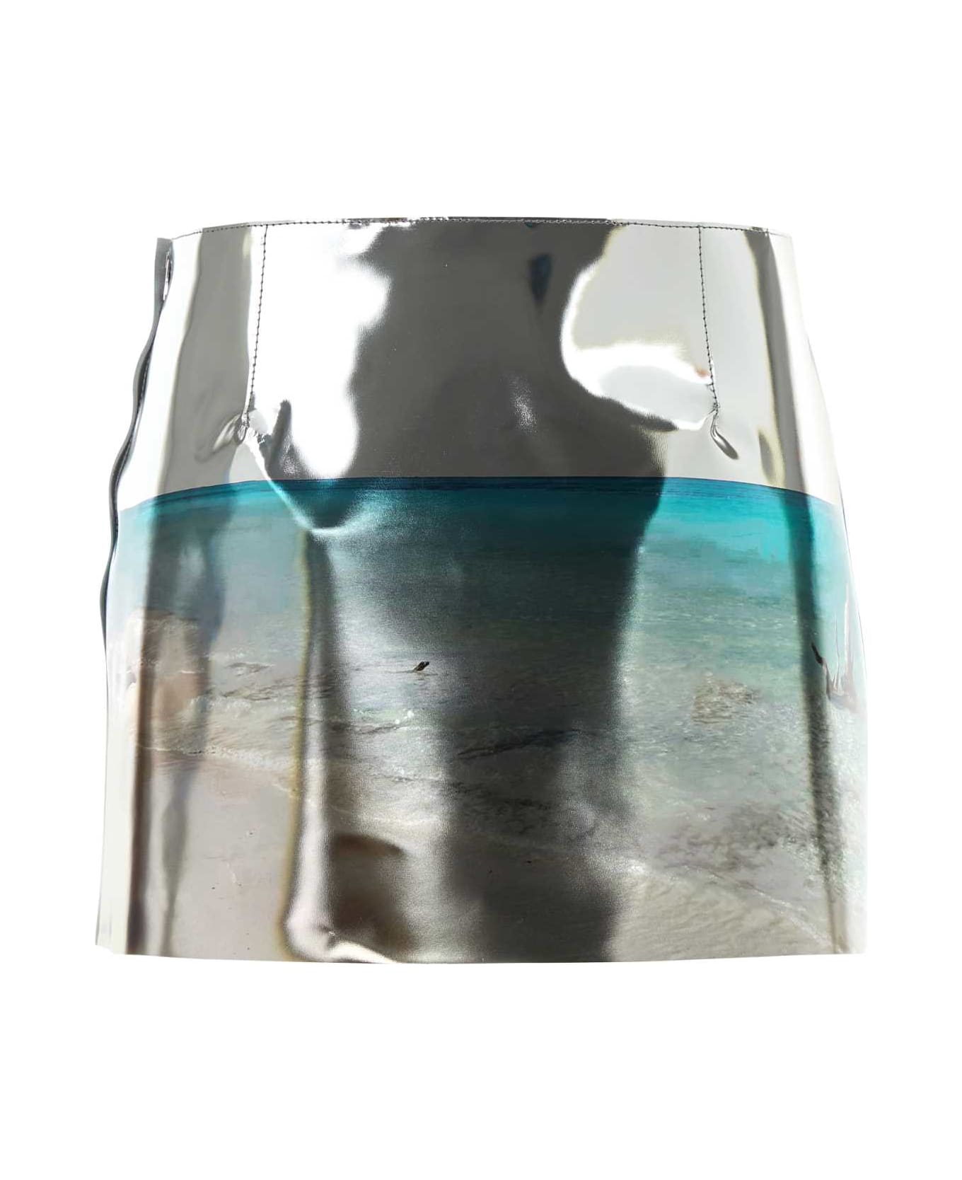 Prada Printed Leather Mini Skirt - ARGENTO