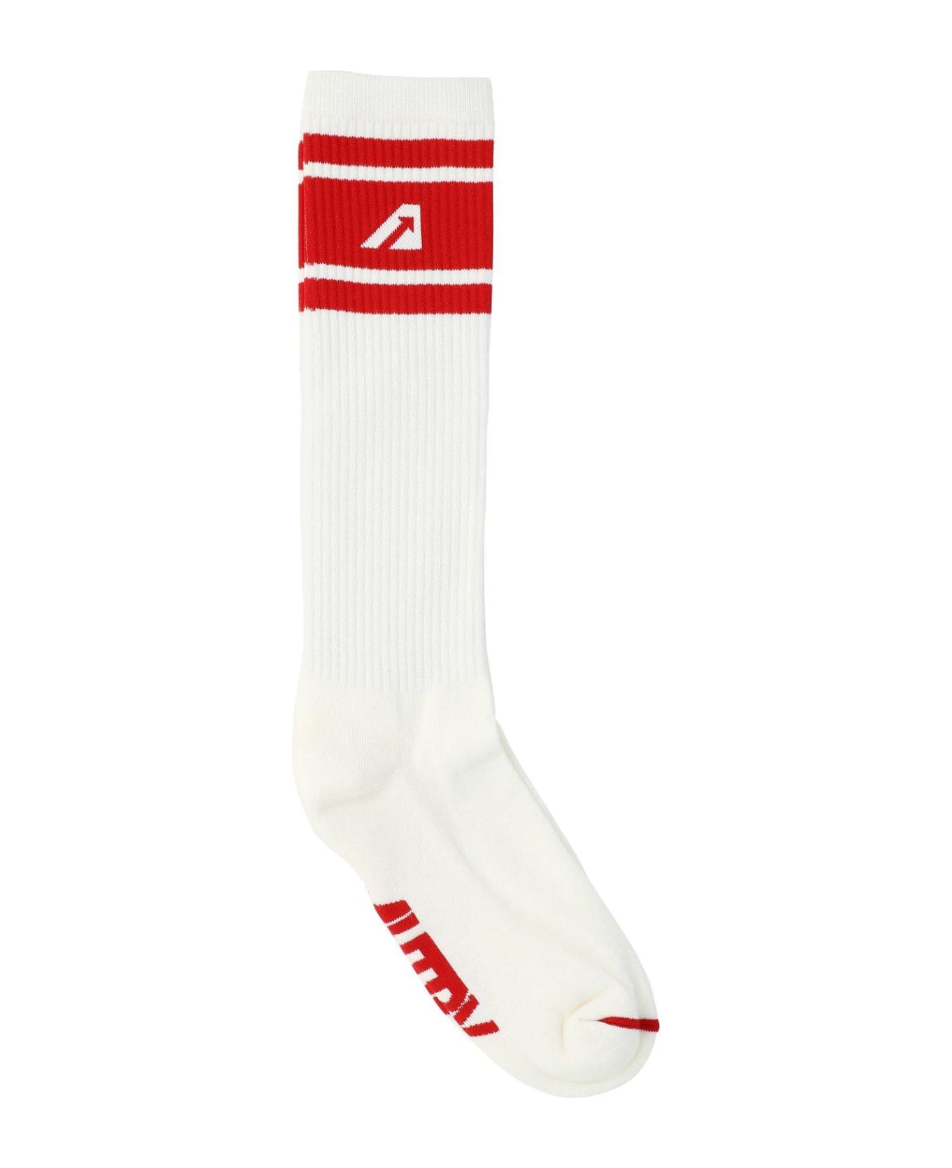 Autry Logo Intarsia Socks - Bianco rosso