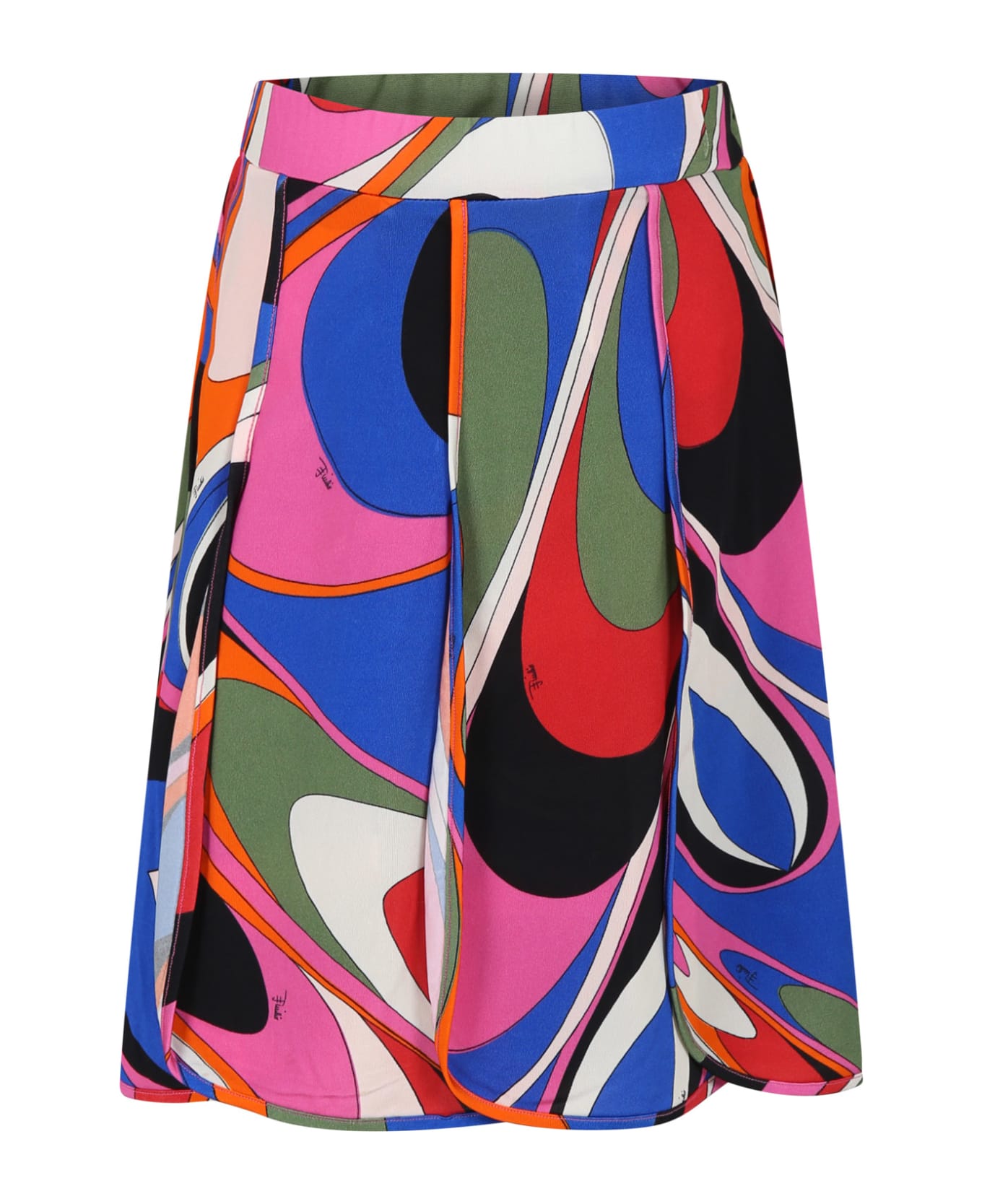 Pucci Multicolor Skirt For Girl With Print And Logo - Multicolor