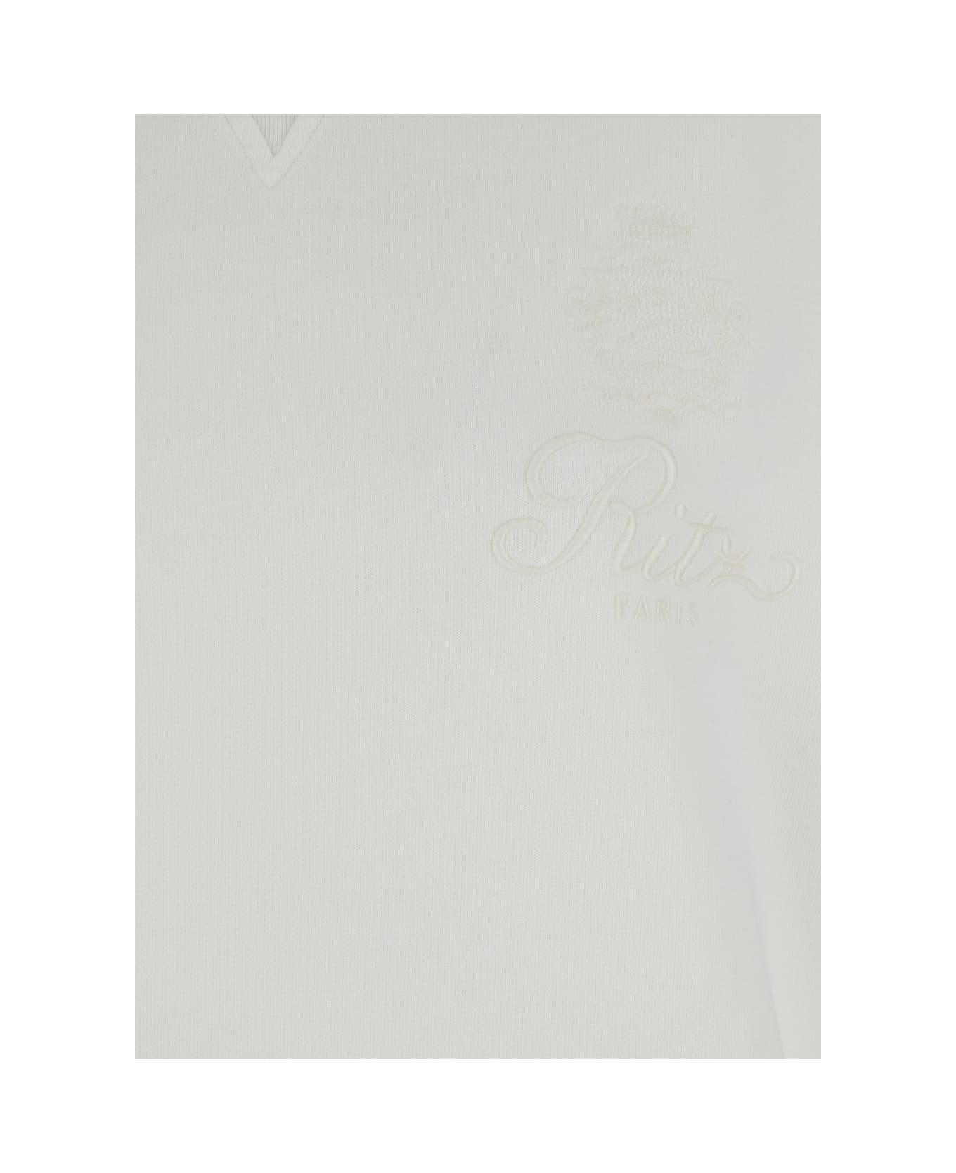 Frame 
privacy Please
 White Crewneck T-shirt With Tonal Logo Embroidery On The Front In Cotton Blend Woman - WHITE
