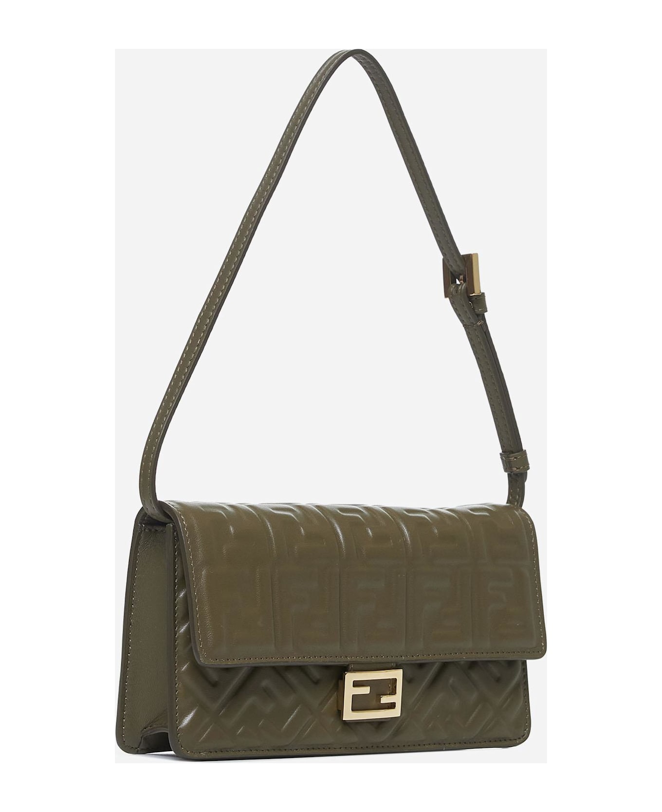 Fendi Ff Leather Wallet On Chain Bag - Verde トートバッグ