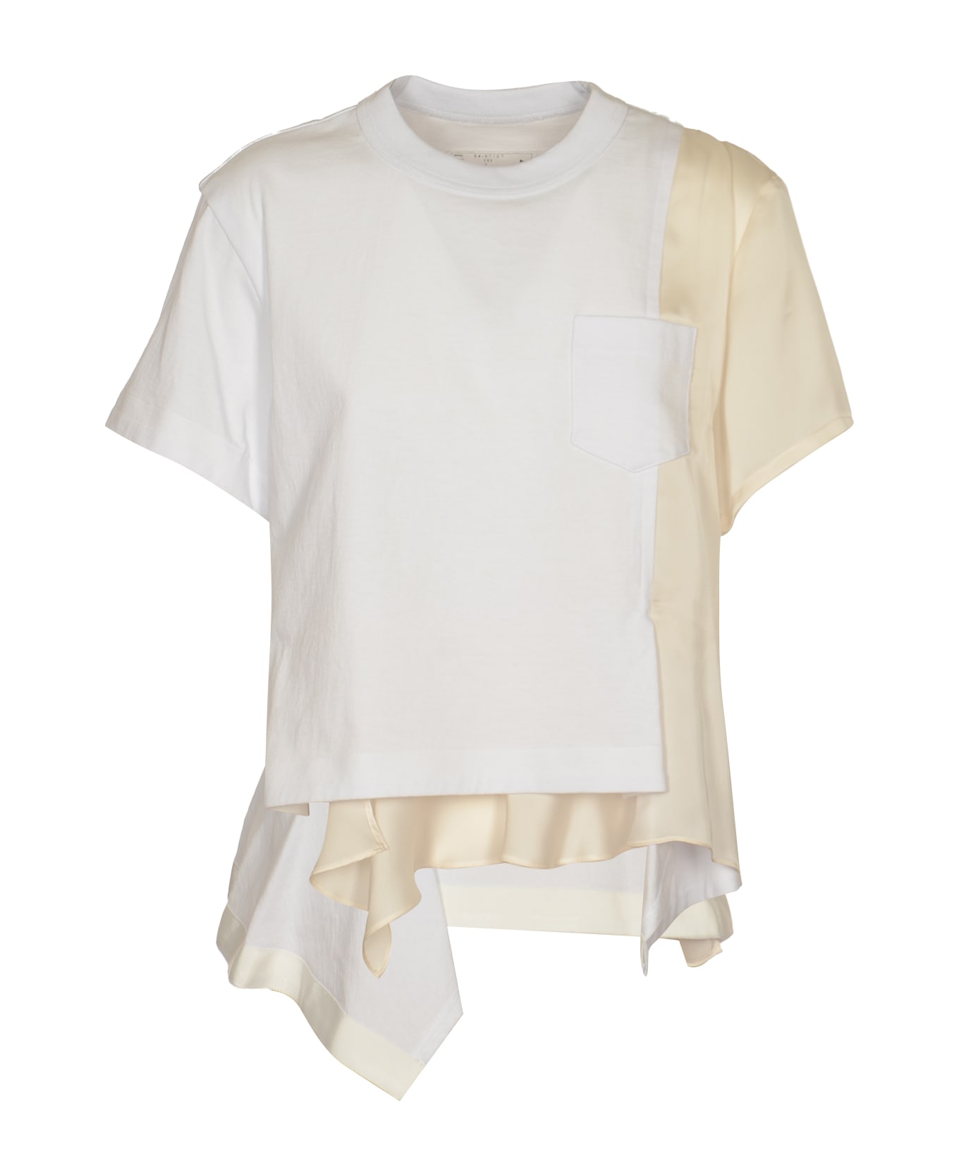 Sacai Round Neck Ruffled Hem T-shirt - White Tシャツ