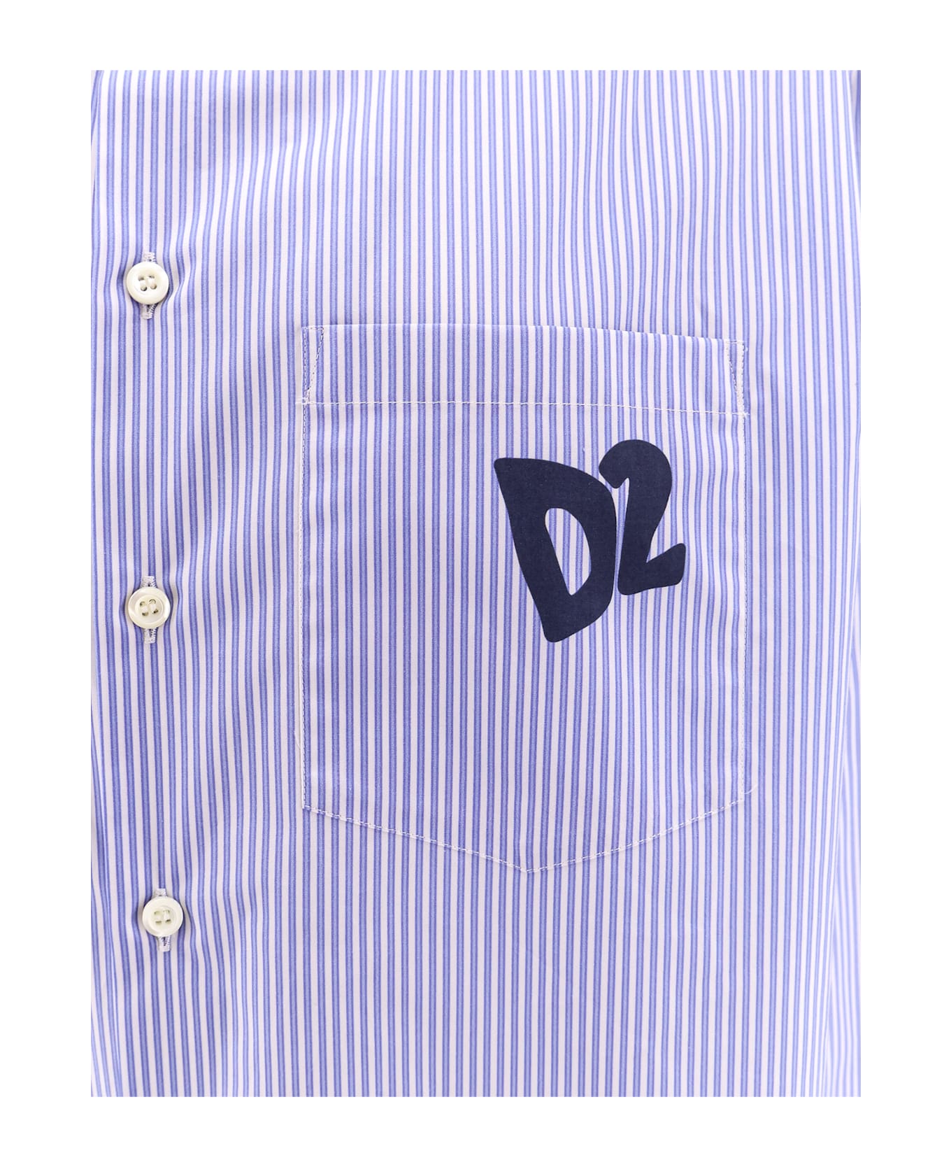 Dsquared2 Summer Lovers Oversized Striped Cotton Shirt - Light Blue
