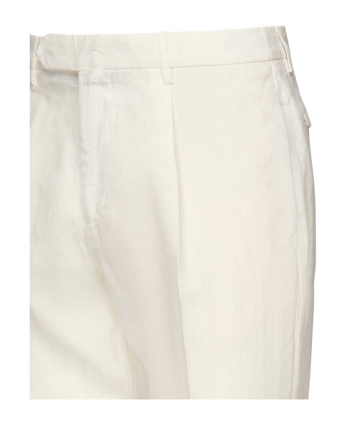 Santaniello Linen Pleated Trousers - Beige