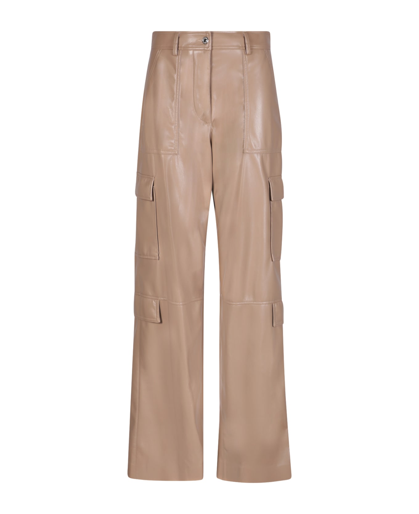 MSGM Soft Eco Leather Beige Cargo Trousers - Beige