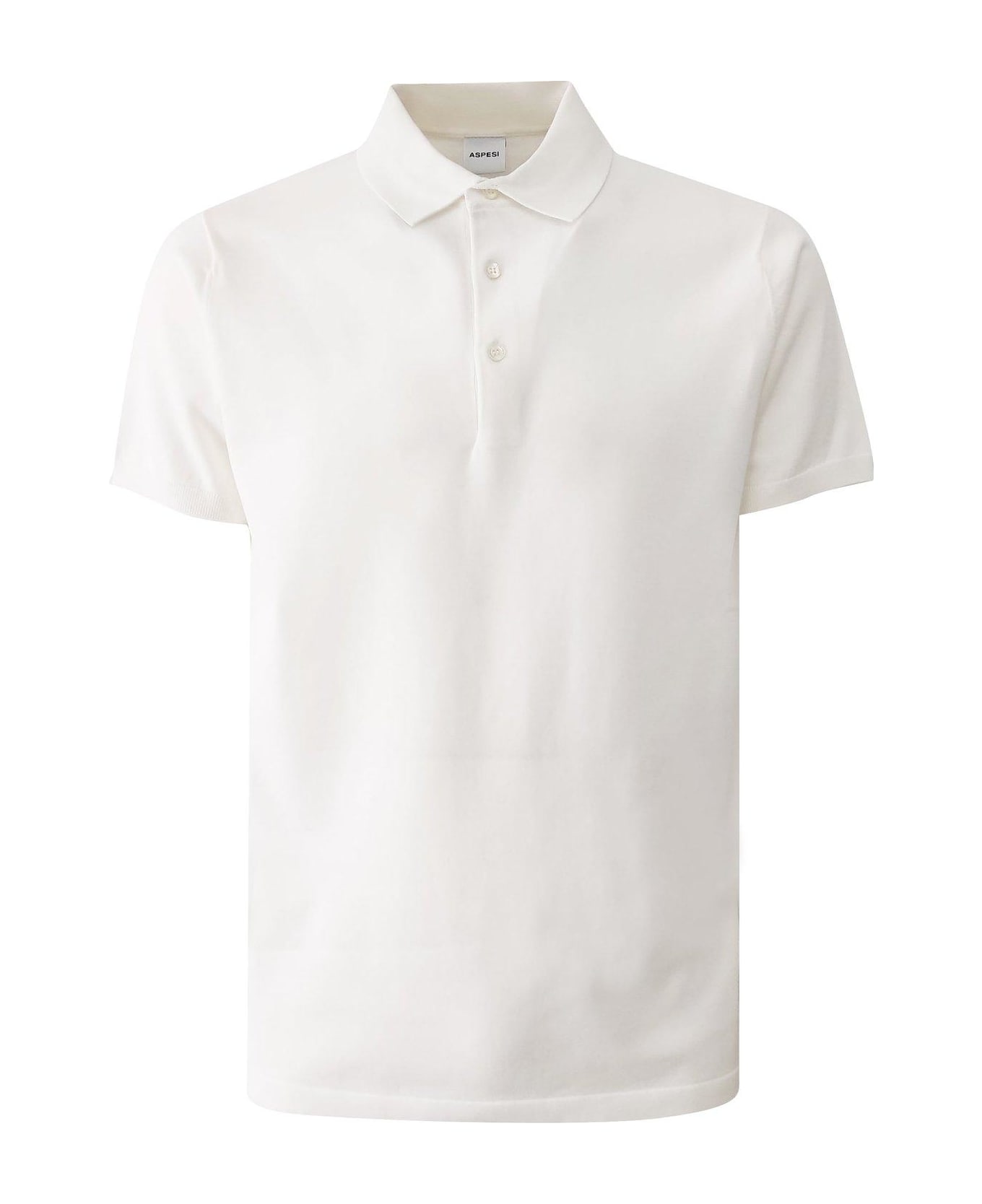 Aspesi Buttoned Short-sleeved Polo Shirt - White