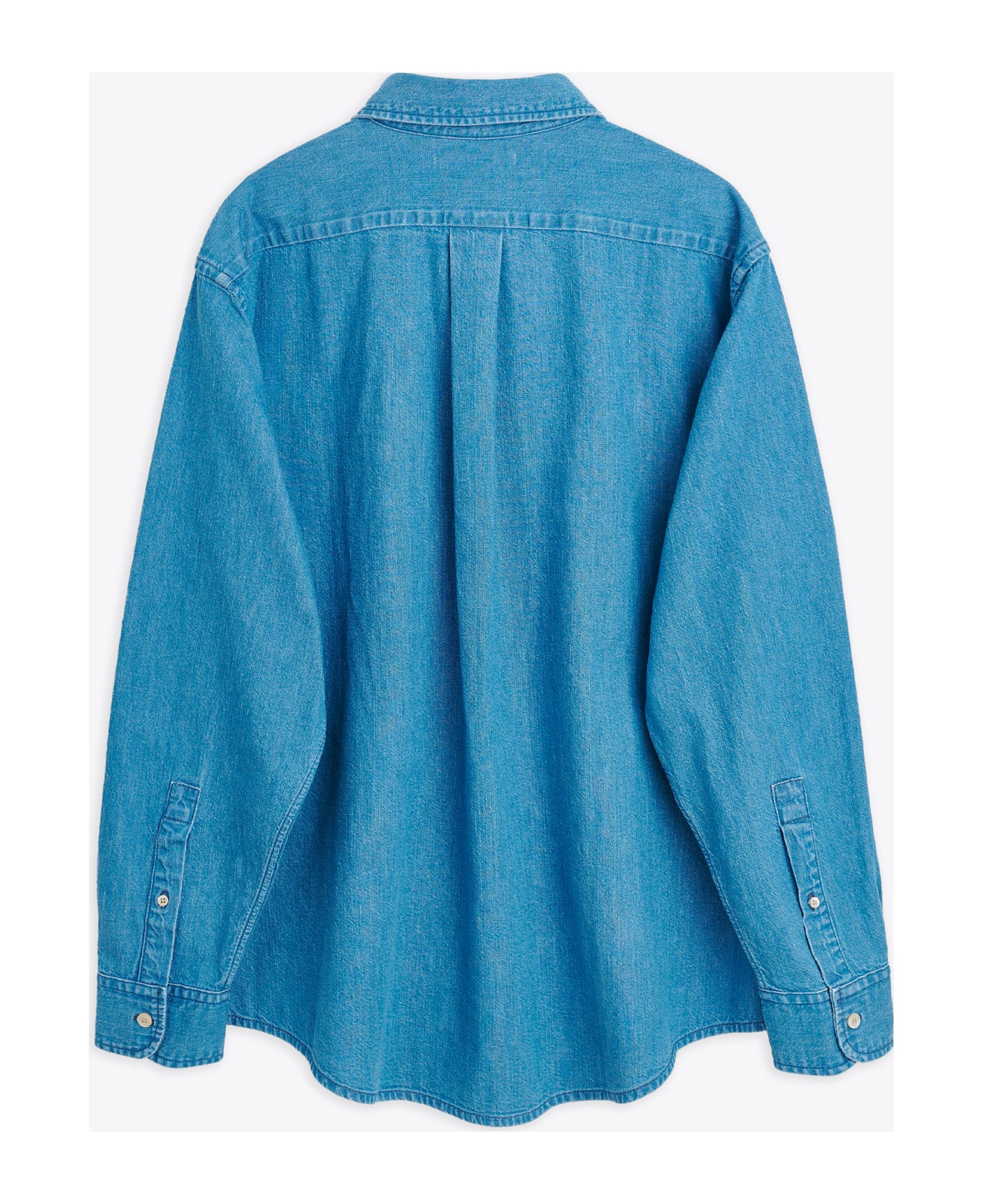 Sunflower #1189 Mid blue chambray denim shirt with long sleeves - Denim Button Down Shirt - Denim blu