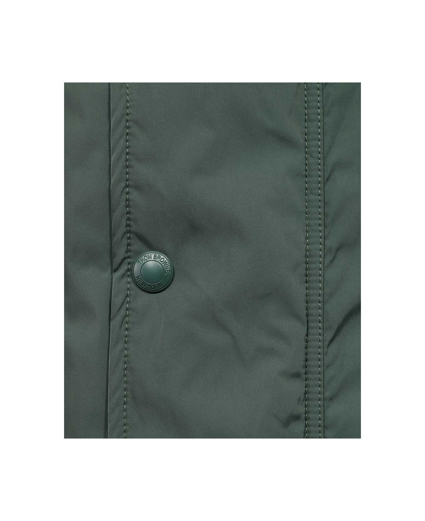 Thom Browne 4 Bar Football Sideline Parka In Poly Twill - Green