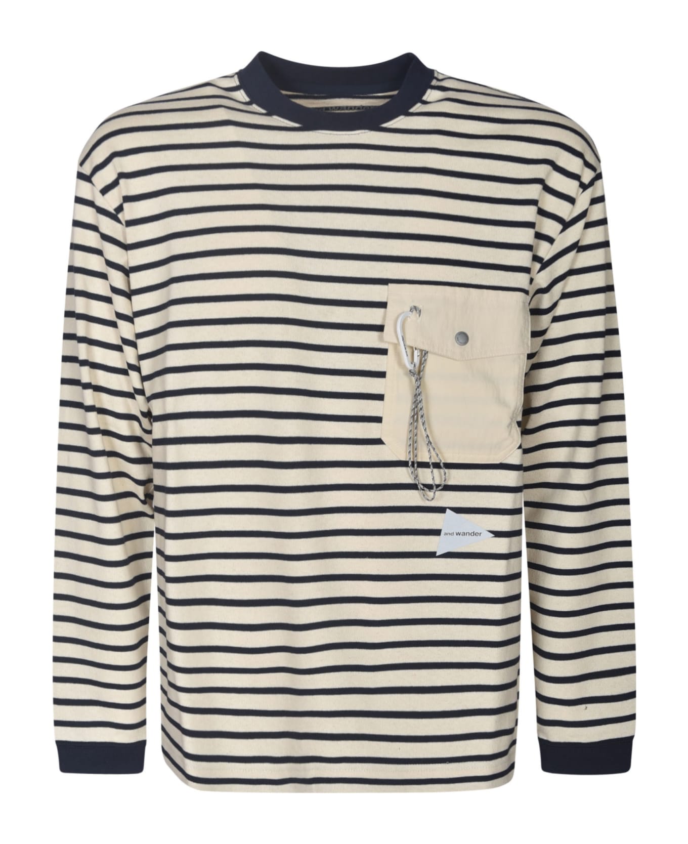 And Wander Stripe Sweatshirt - Off-White フリース