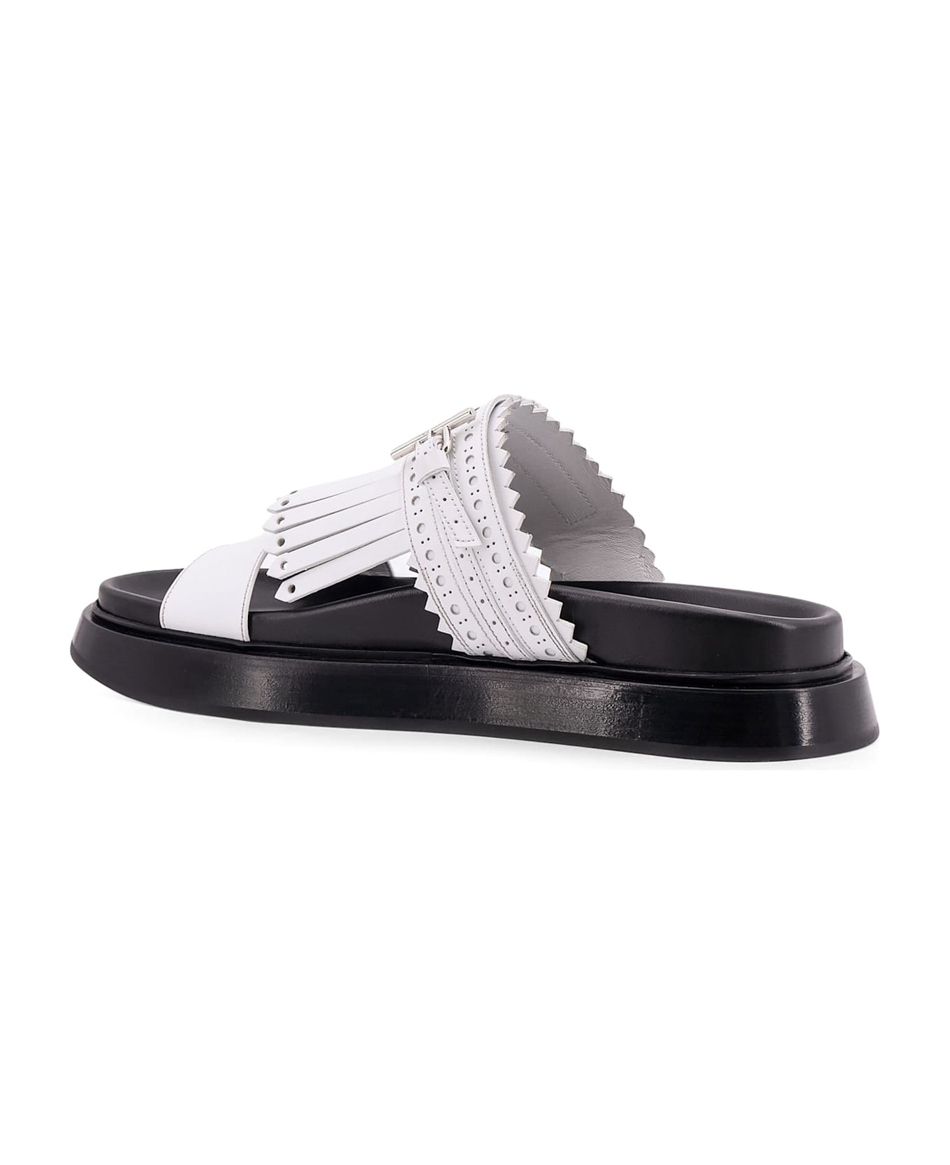 Alexander McQueen Leather Sandals With Leather Fringe - White