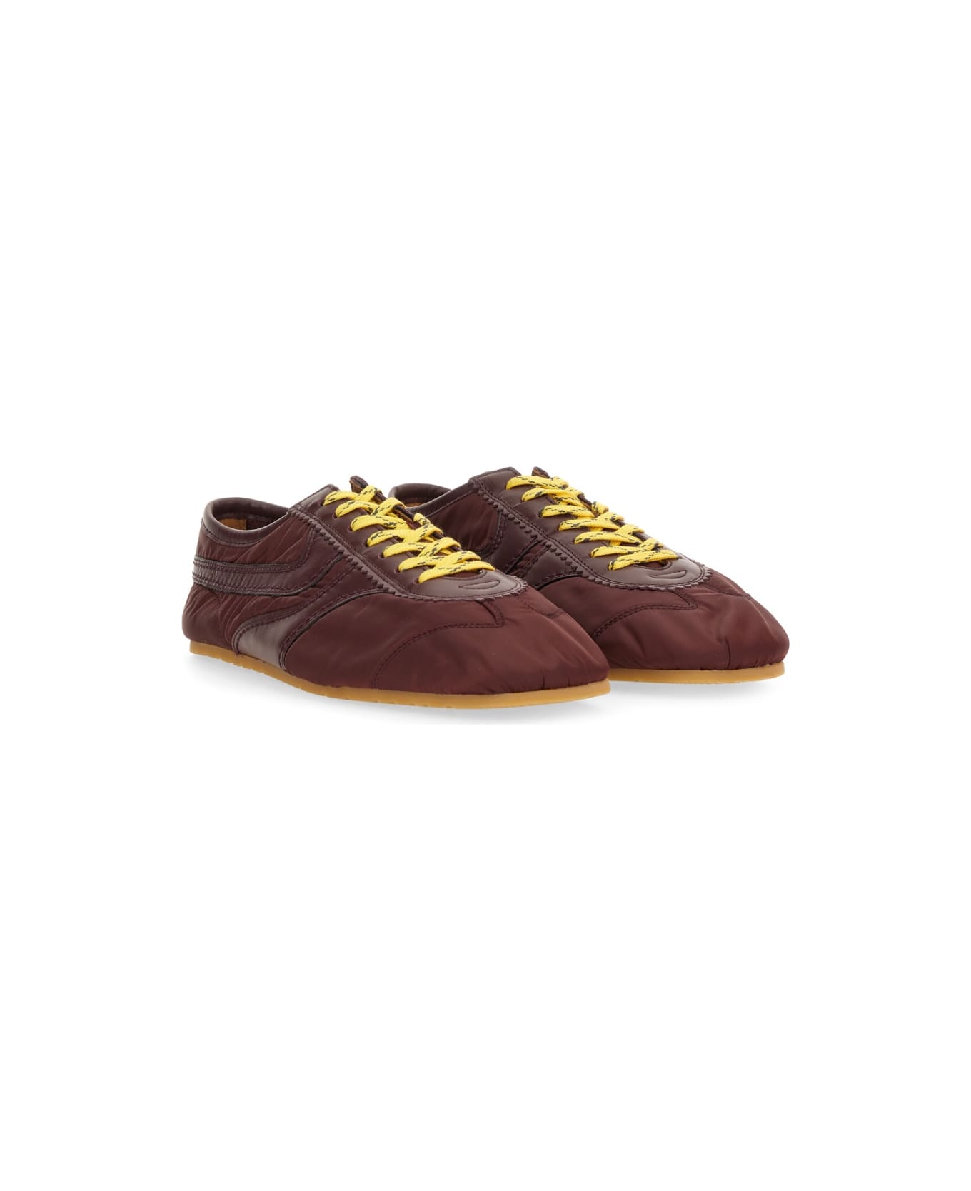 Dries Van Noten Nylon And Nappa Leather Sneaker - BORDEAUX