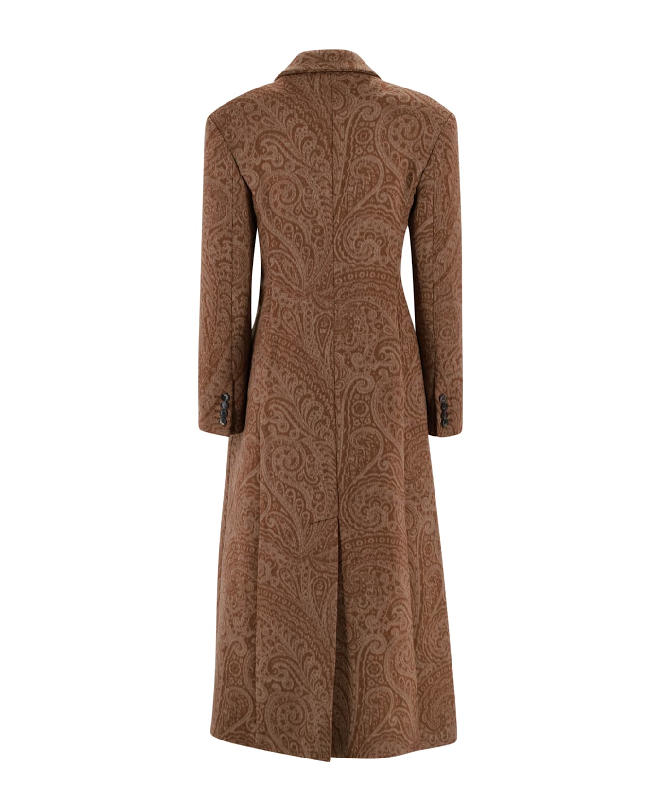 Etro Long Wool Coat With Paisley Pattern