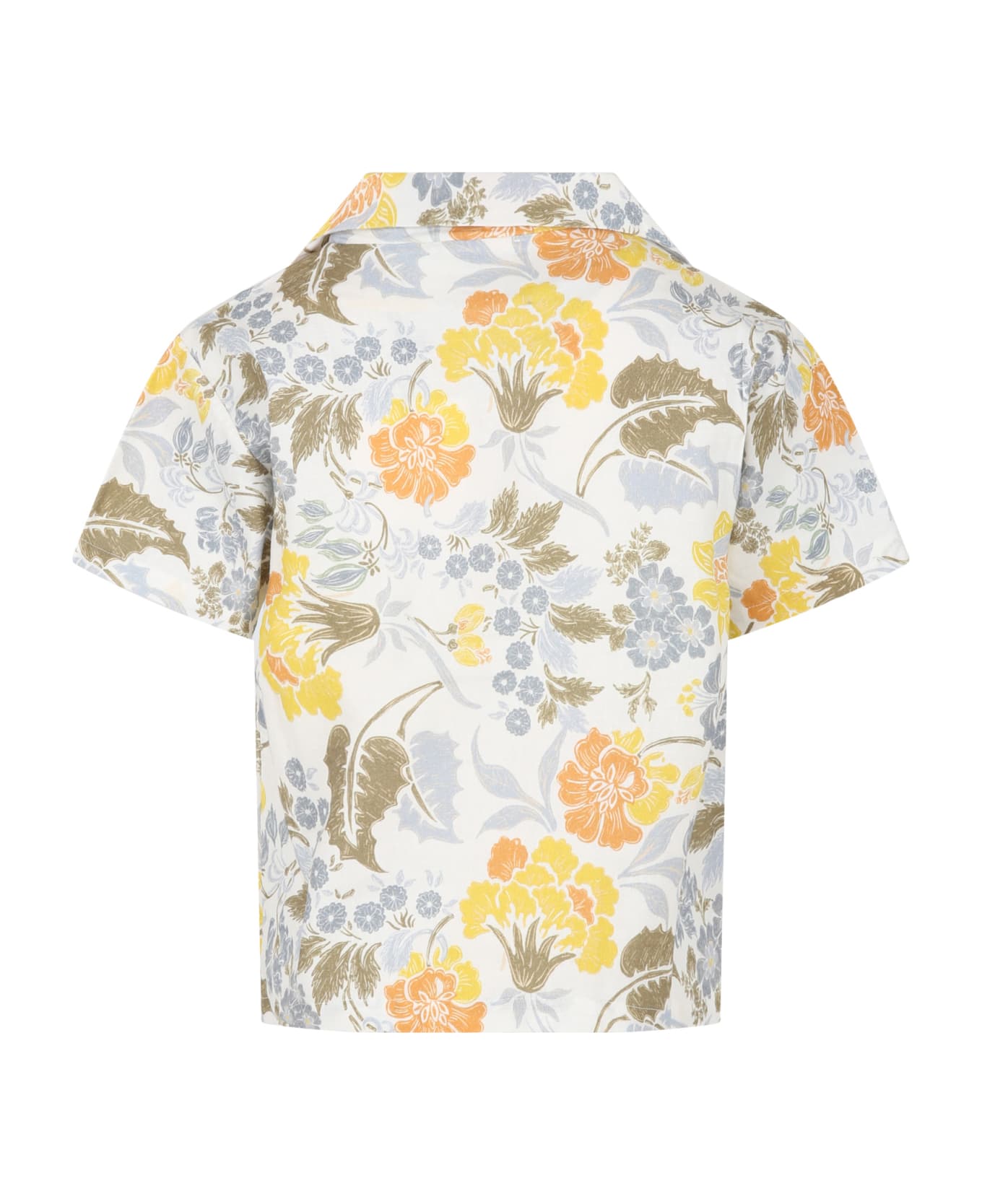 The New Society White Shirt For Boy With All-over Flowers - Multicolor