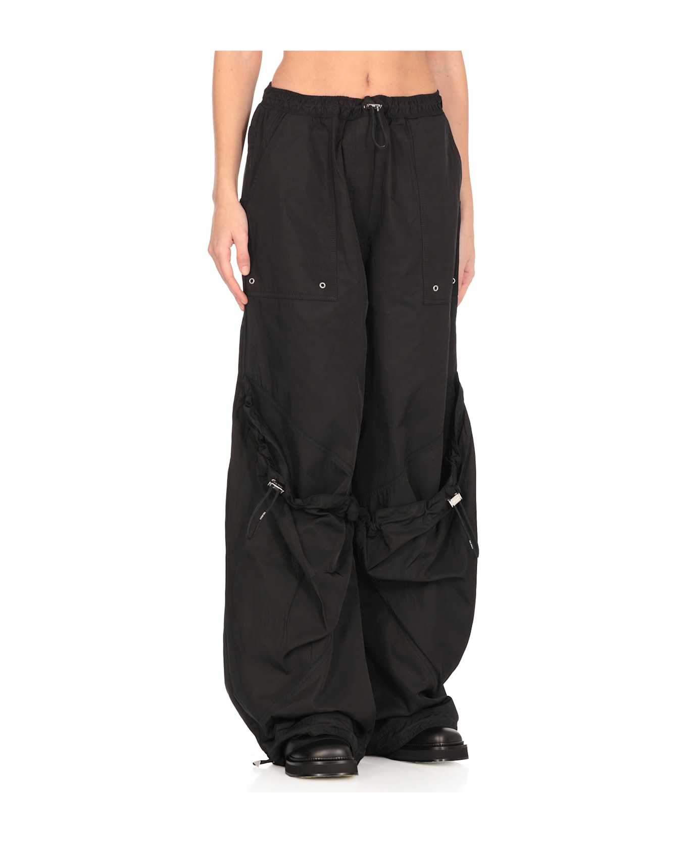 The Attico Flared Cargo Pants - Black